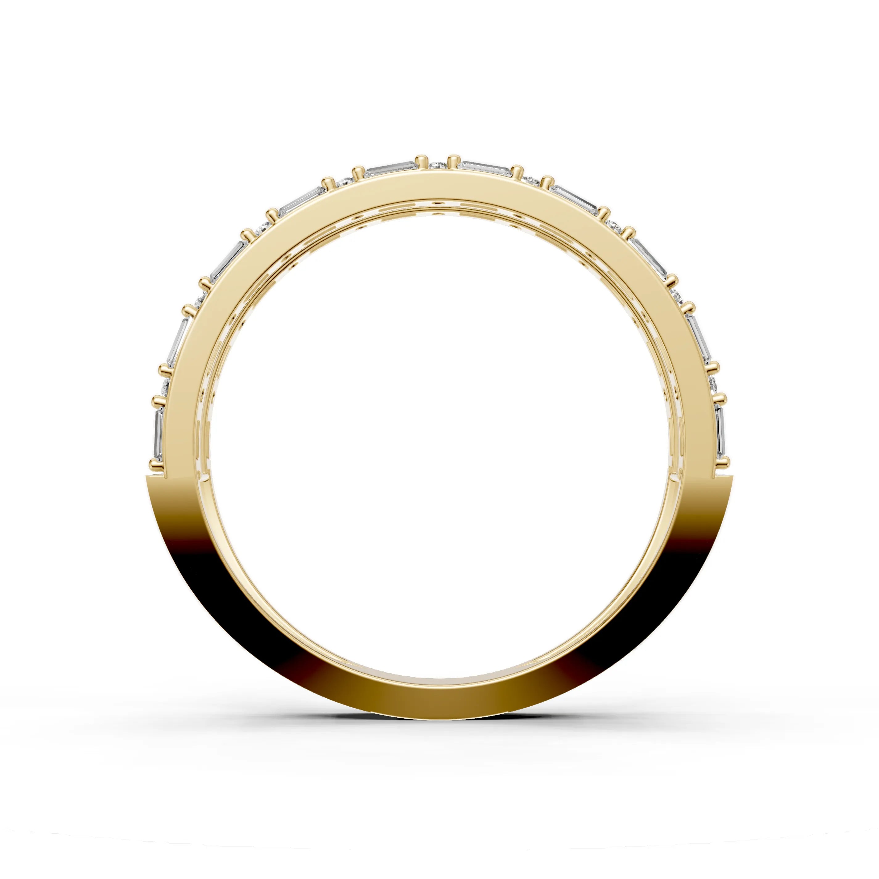 Pargold Solid Gold Baguette Brilliance Pathway Ring -Gold_Diamond_Diamond_Static_Gold