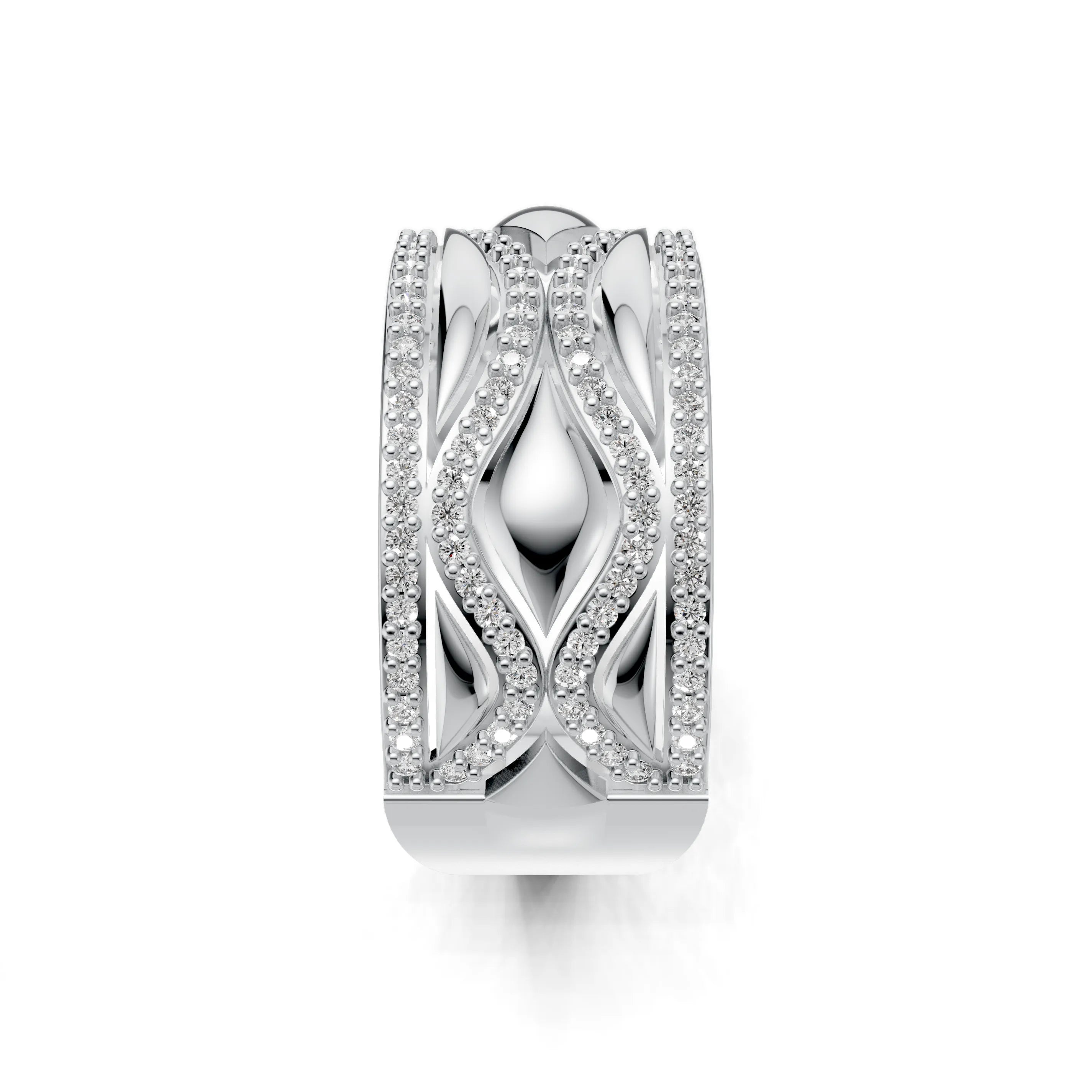 Pargold Solid Gold Eternal Weave Flux Ring -Silver_Diamond_Diamond_Static_Silver