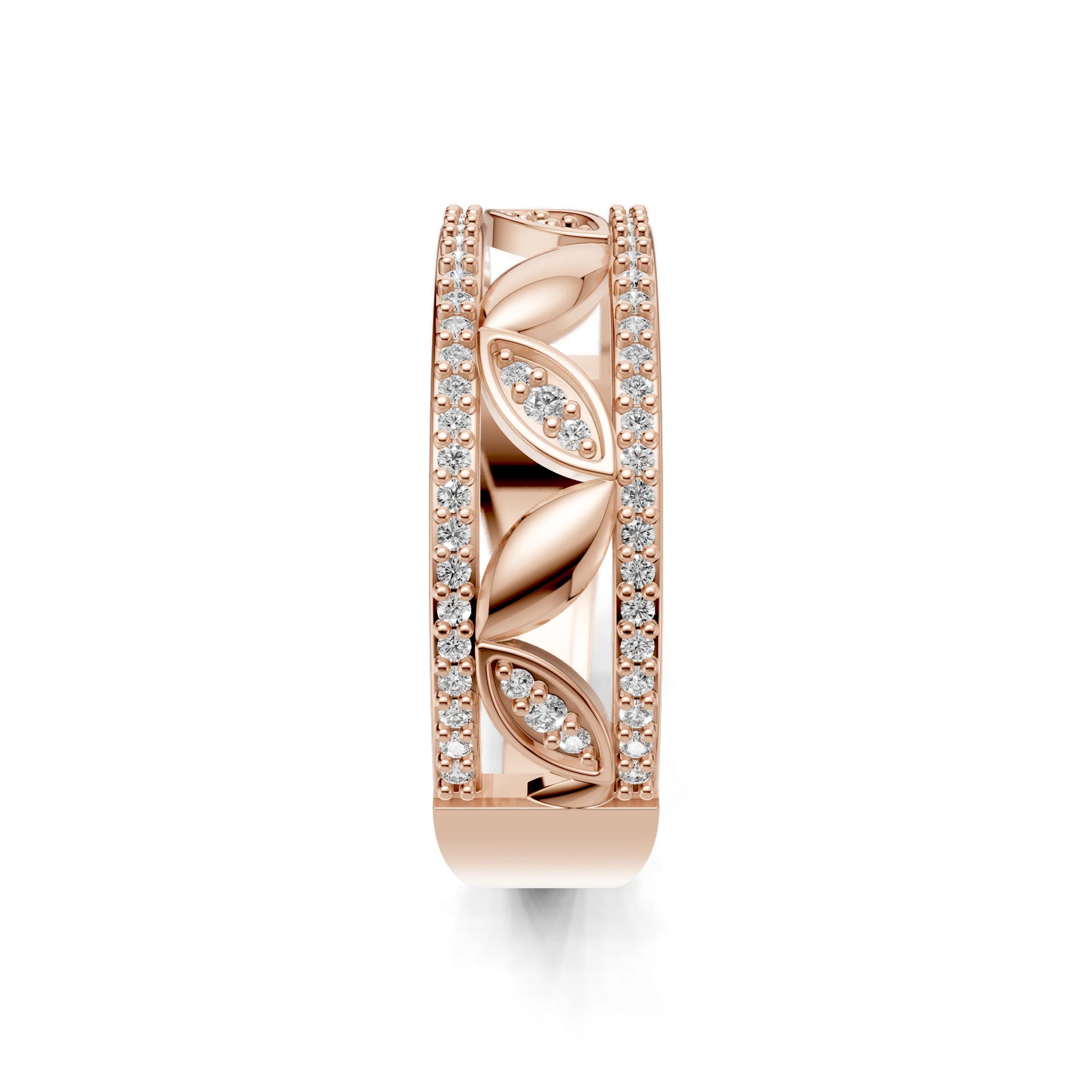 Pargold Solid Gold Verdant Luxe Leaf Ring -Rose_Diamond_Diamond_Static_Rose