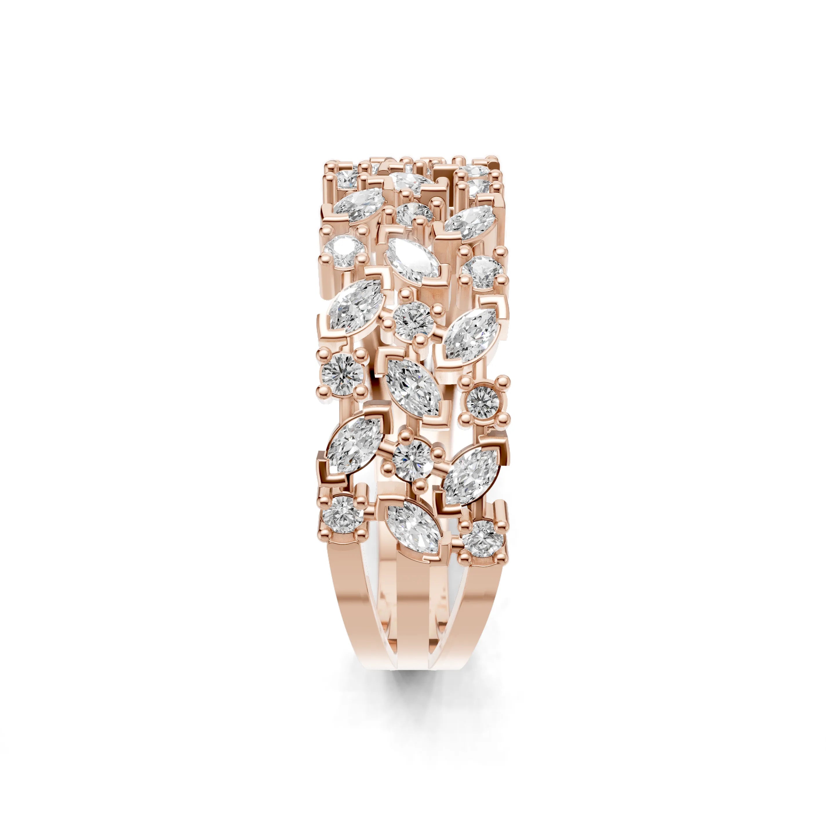 Pargold Solid Gold Eclat Marquise Mosaic Ring -Rose_Diamond_Diamond_Static_Rose