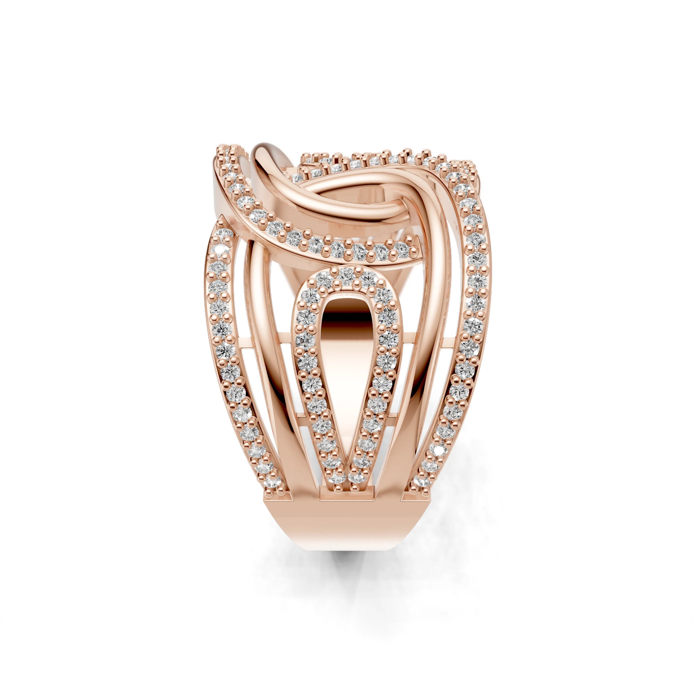 Pargold Solid Gold Infinity Dome Pav√© Ring -Rose_Diamond_Diamond_Static_Rose