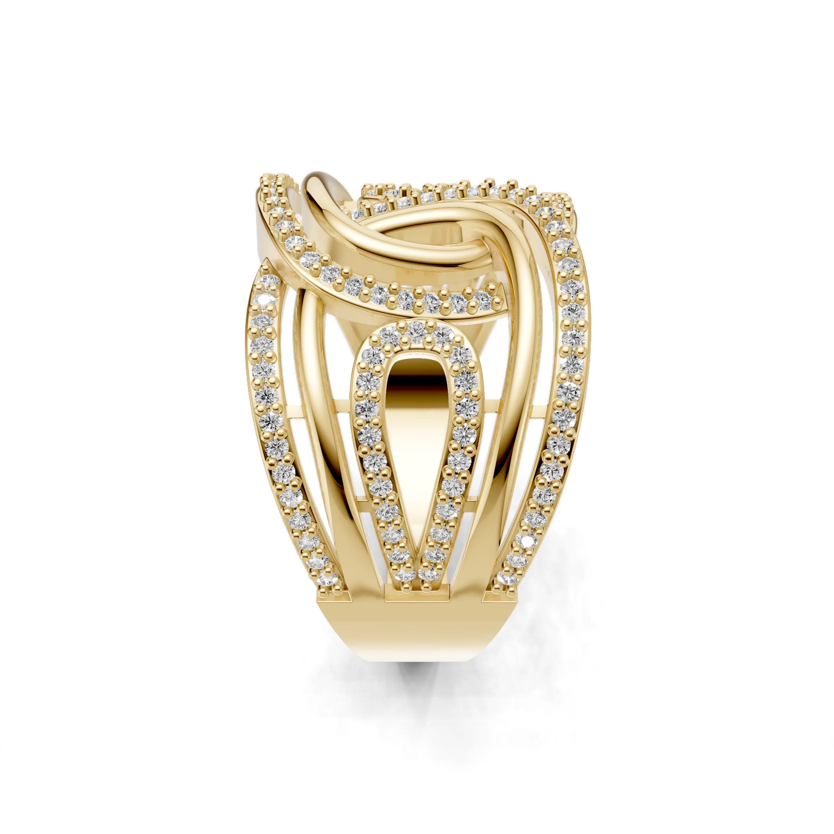 Pargold Solid Gold Infinity Dome Pav√© Ring -Gold_Diamond_Diamond_Static_Gold