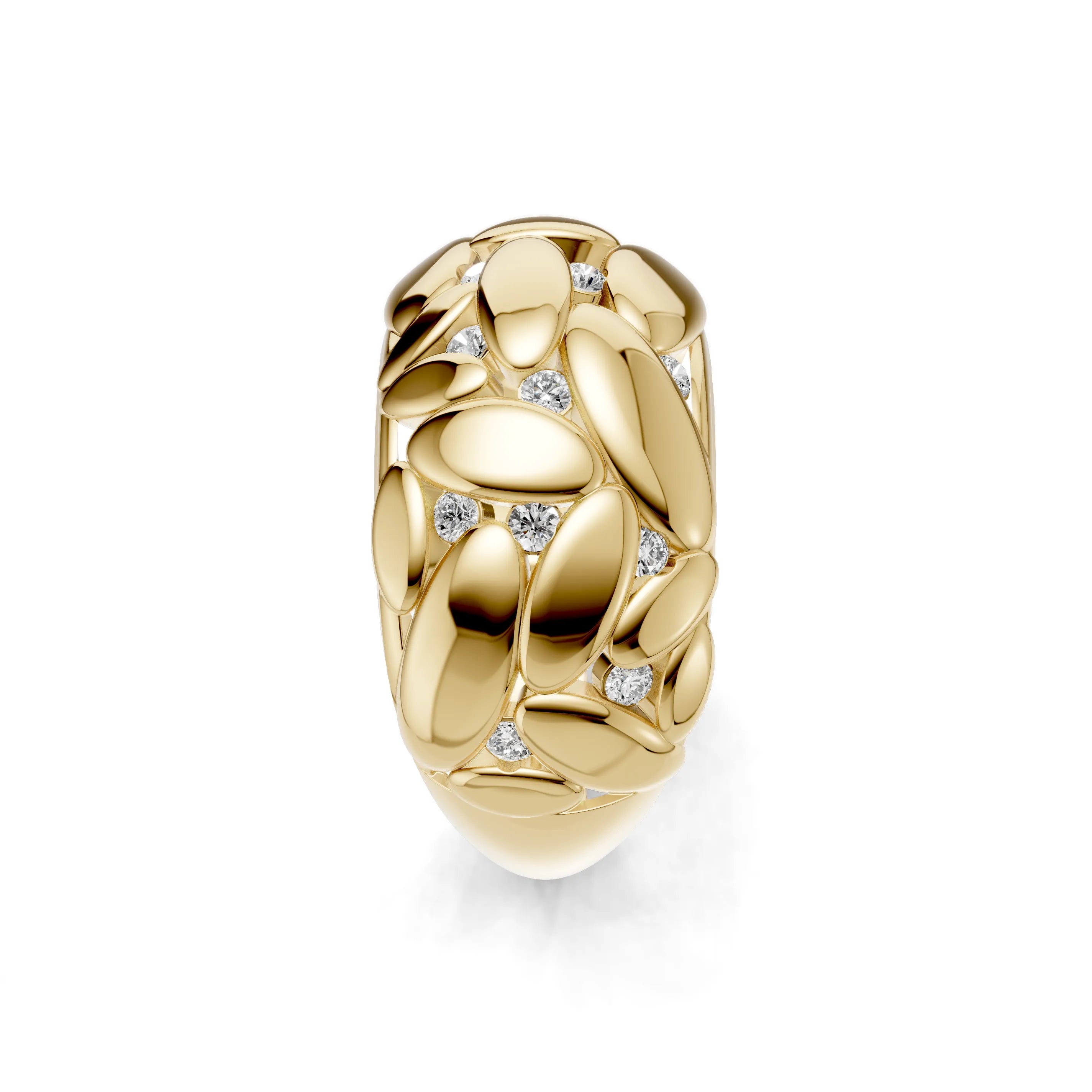 Pargold Solid Gold Floral Finesse Pave Ring -Gold_Diamond_Diamond_Static_Gold