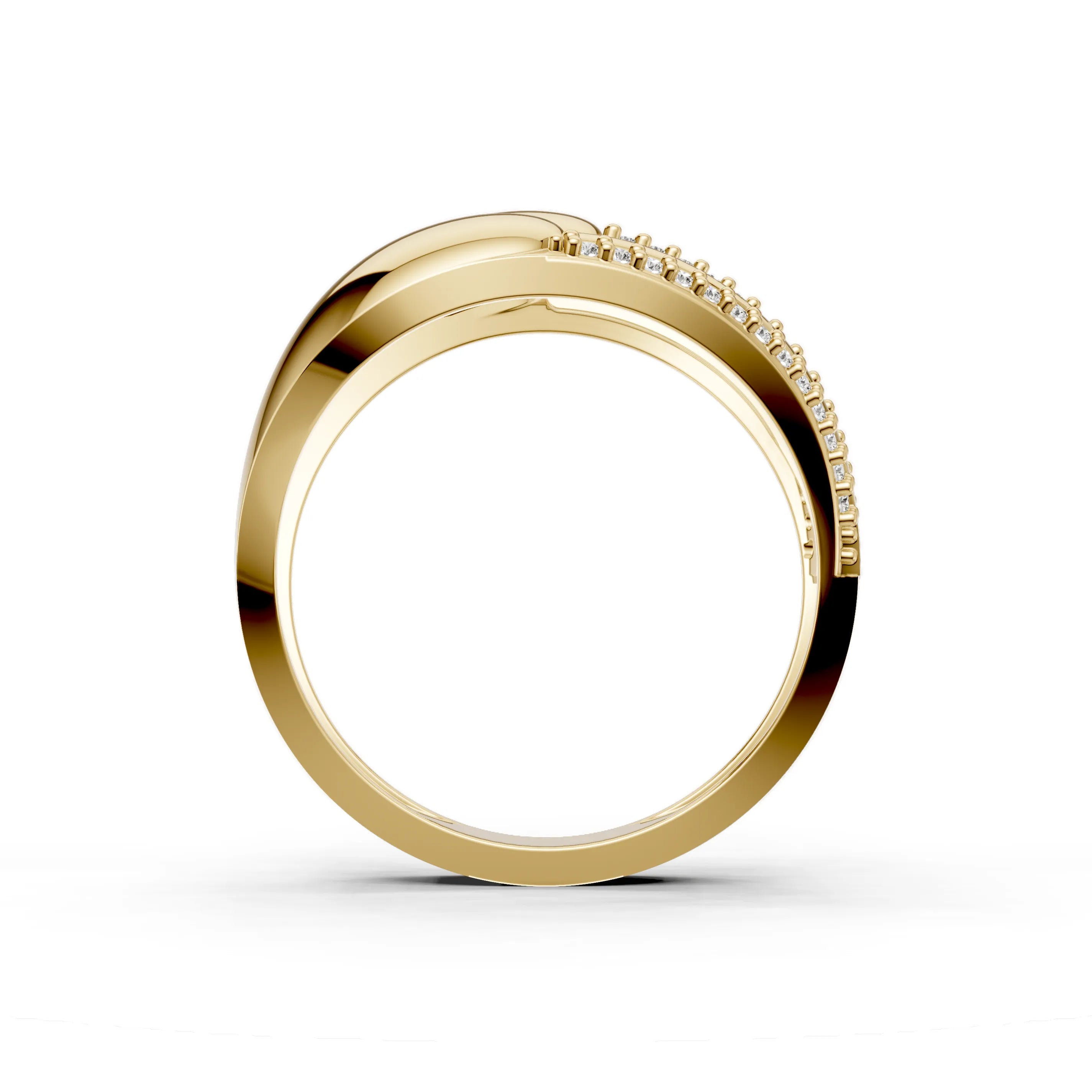 Pargold Solid Gold Luminous Cascade Layered Band -Gold_Diamond_Diamond_Static_Gold