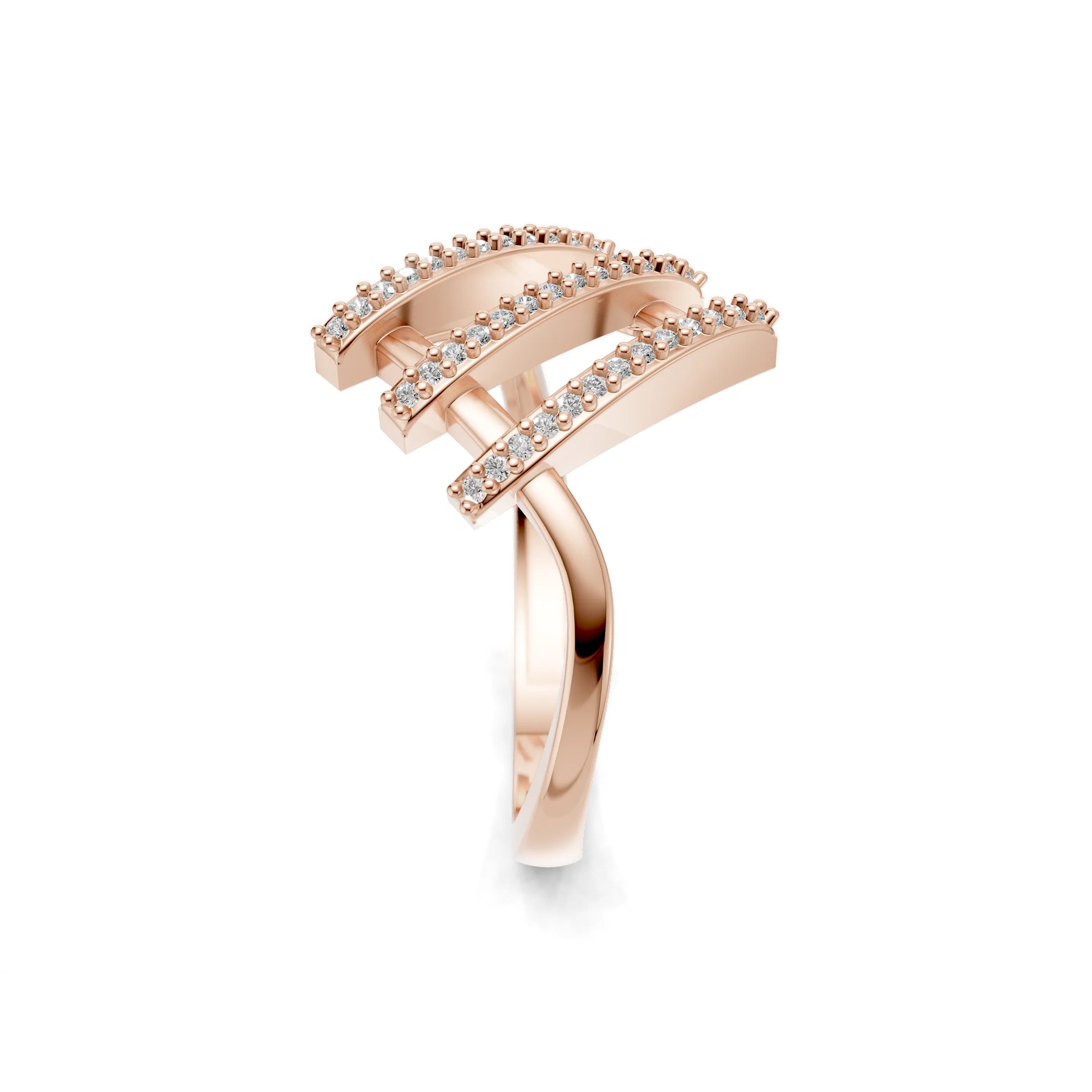 Pargold Solid Gold Crossway Bridge Sparkle Ring -Rose_Diamond_Diamond_Static_Rose