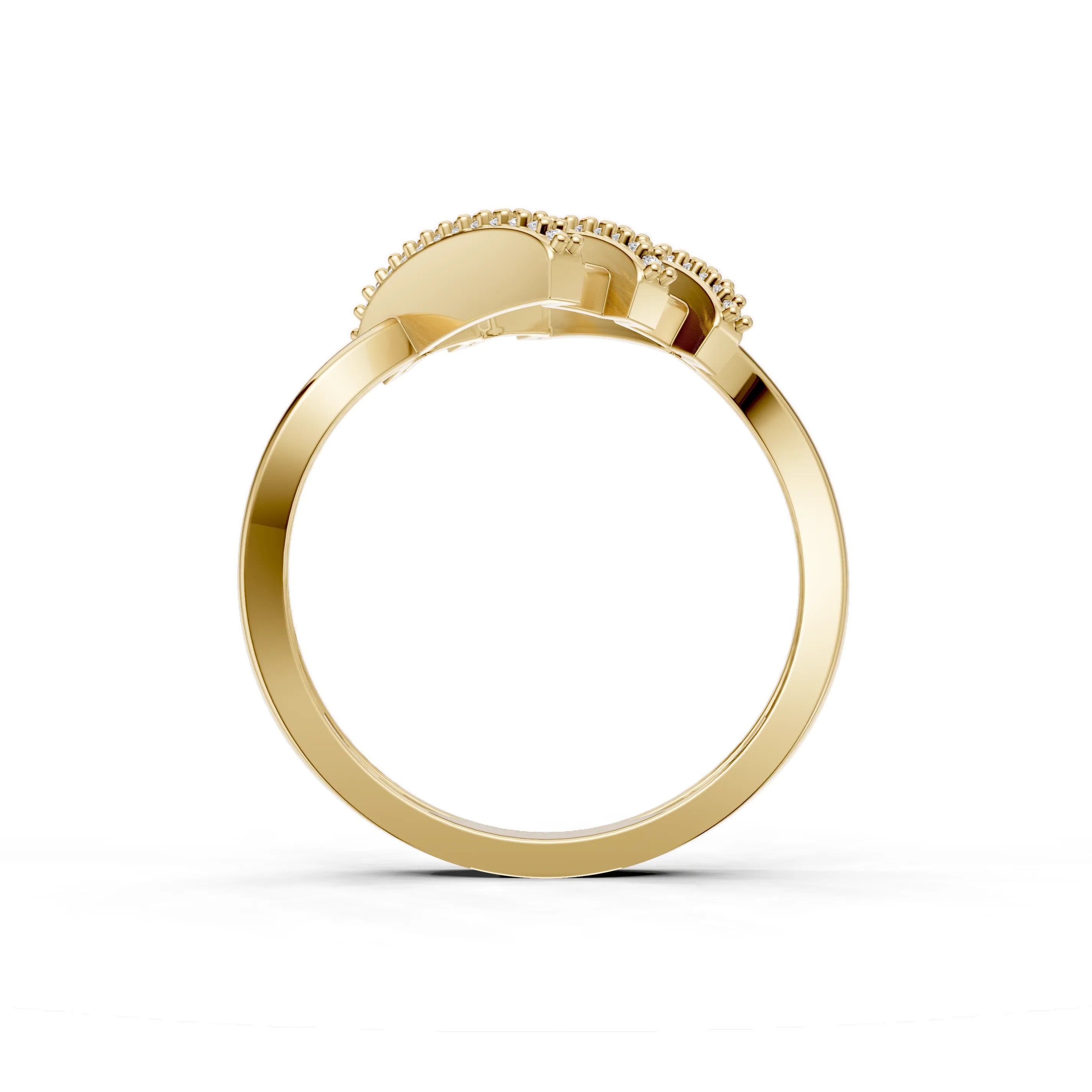 Pargold Solid Gold Crossway Bridge Sparkle Ring -Gold_Diamond_Diamond_Static_Gold