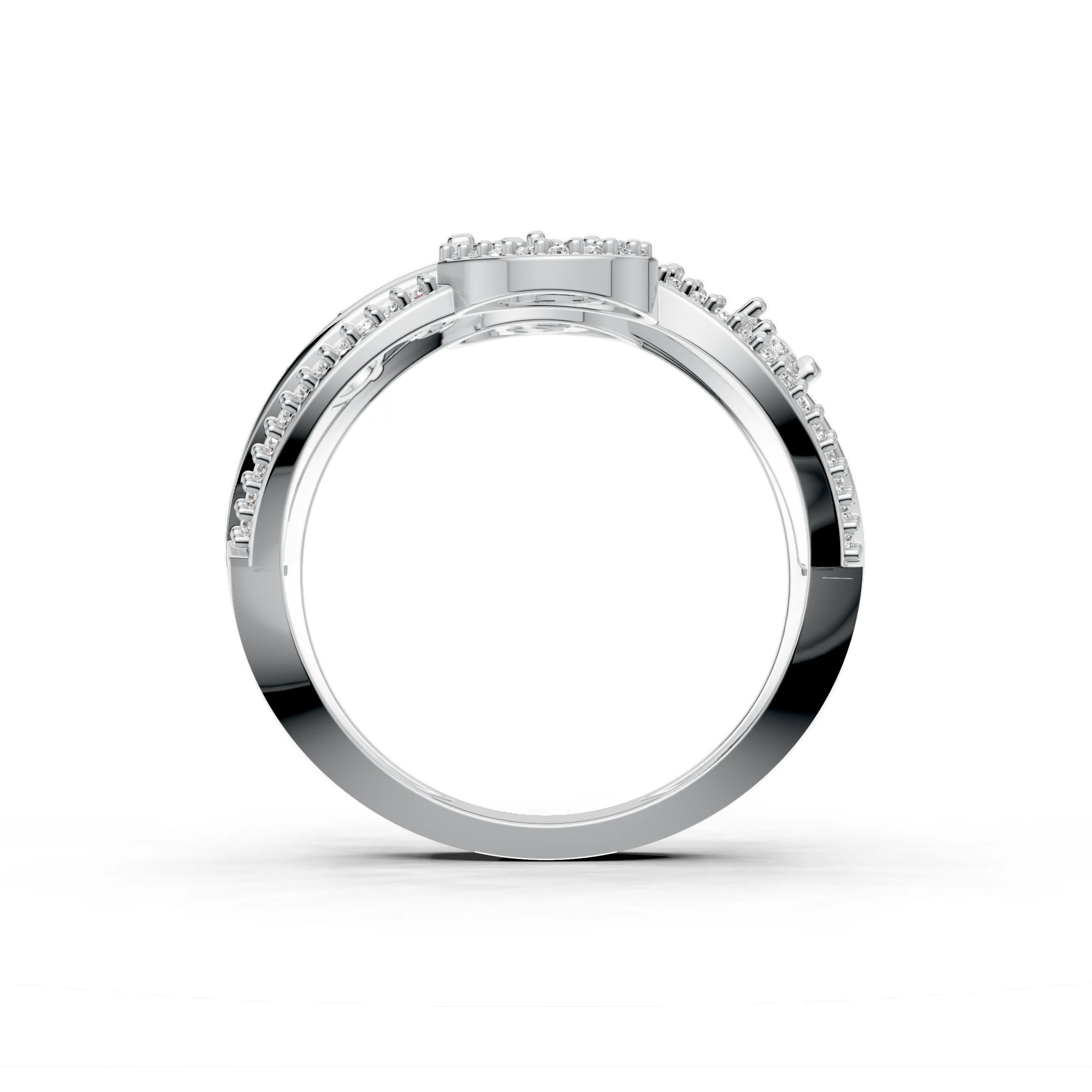 Pargold Solid Gold Orbiting Elegance Cluster Ring -Silver_Diamond_Diamond_Static_Silver