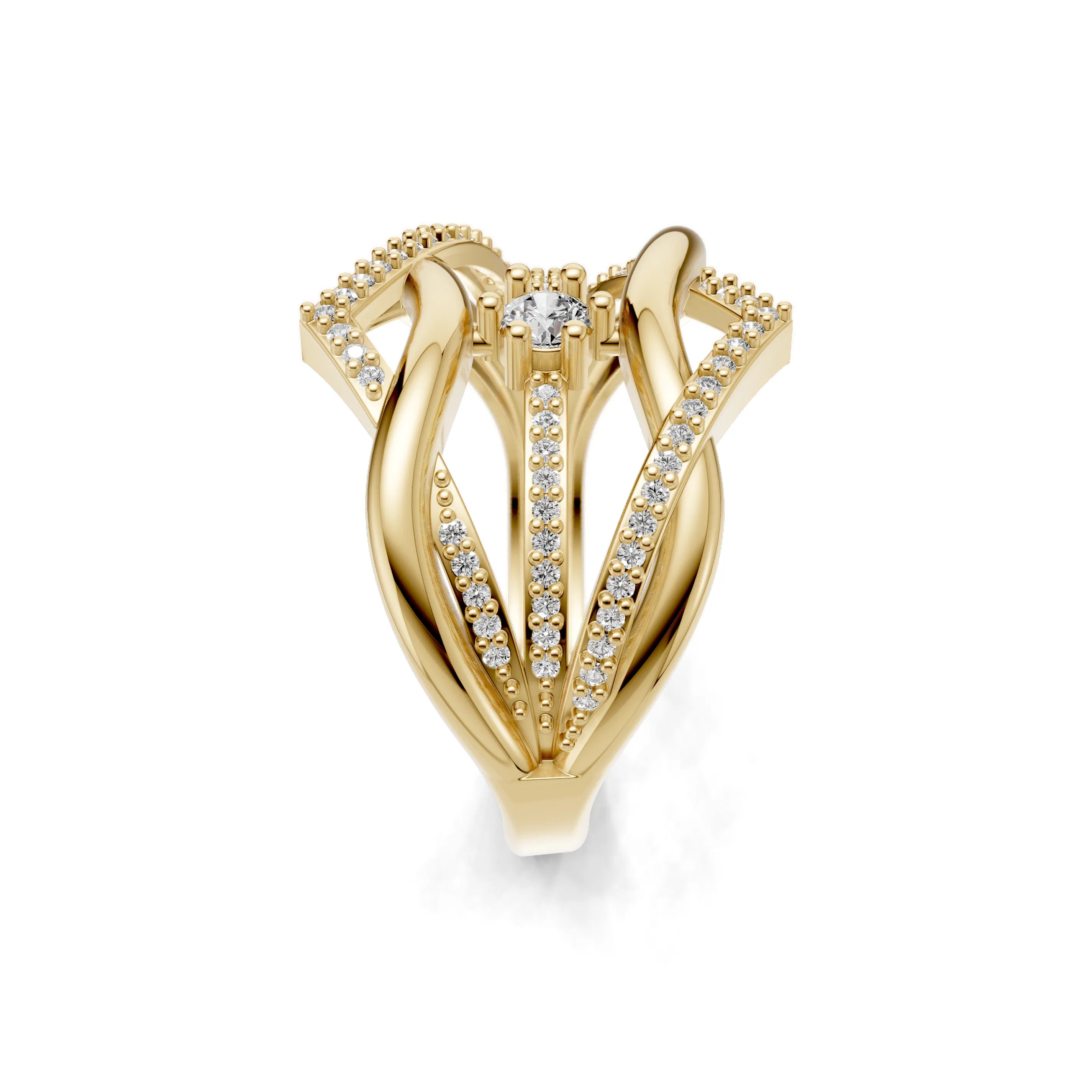 Pargold Solid Gold Golden Vertex Solitaire Band -Gold_Diamond_Diamond_Static_Gold