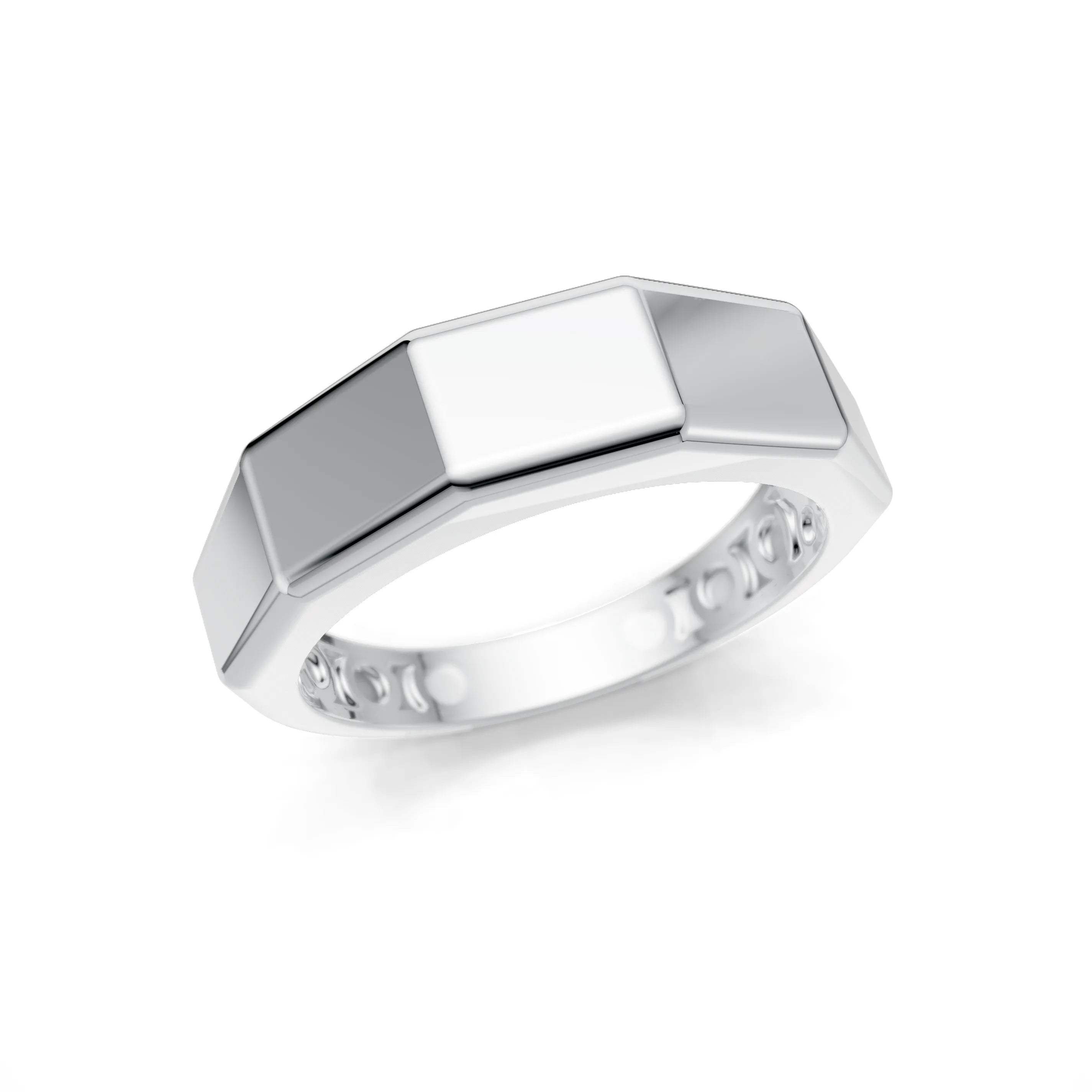 Pargold Solid Gold Modern Luxe Octagon Band -Silver_Static_Silver