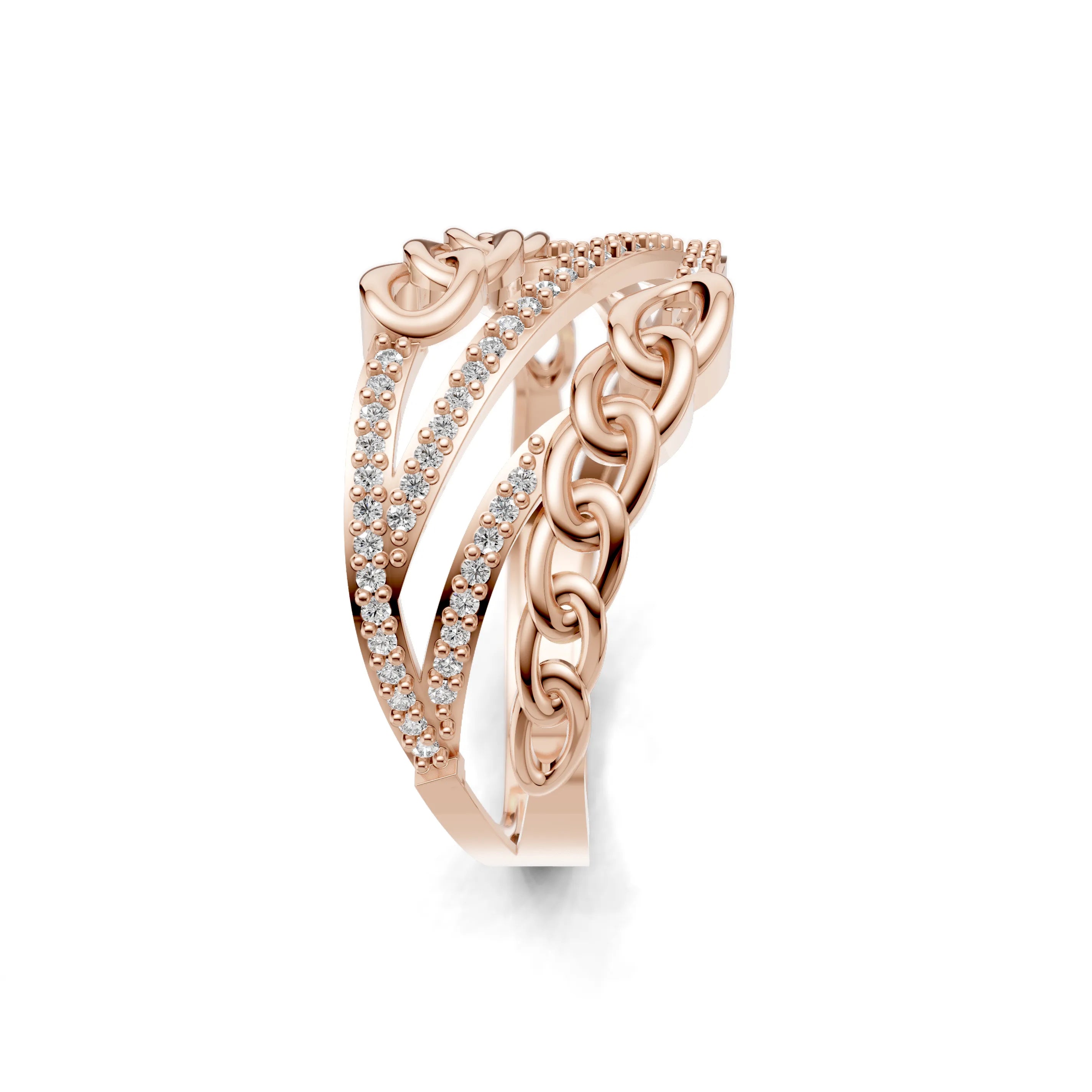 Pargold Solid Gold Chic Link Sparkle Band -Rose_Diamond_Diamond_Static_Rose