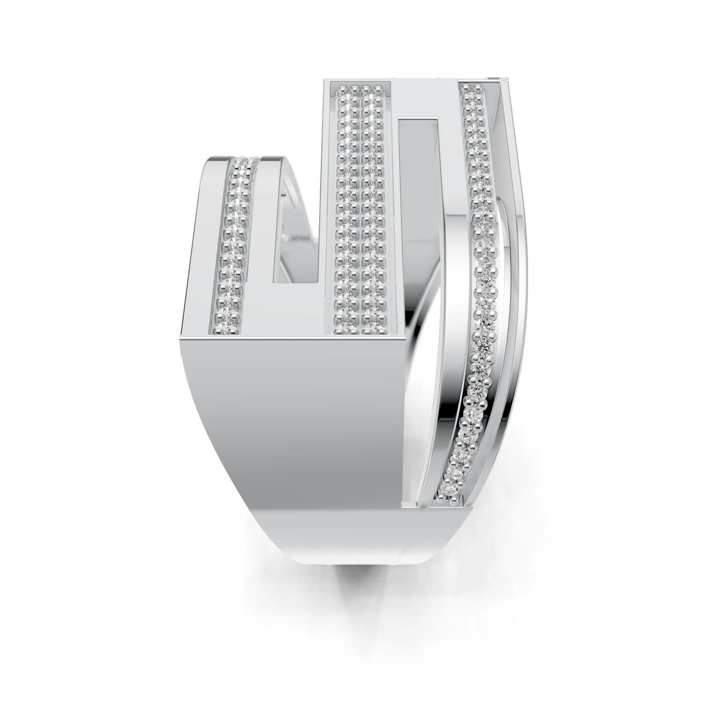 Pargold Solid Gold Contemporary Cascade Elegance Band -Silver_Diamond_Diamond_Static_Silver