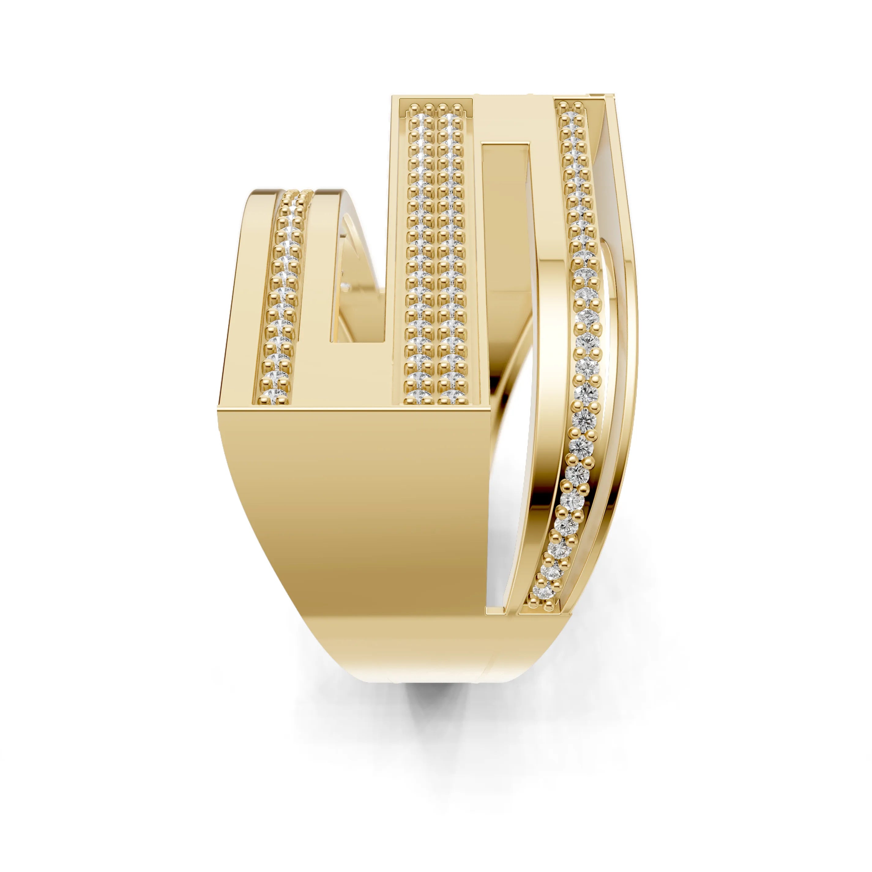 Pargold Solid Gold Contemporary Cascade Elegance Band -Gold_Diamond_Diamond_Static_Gold