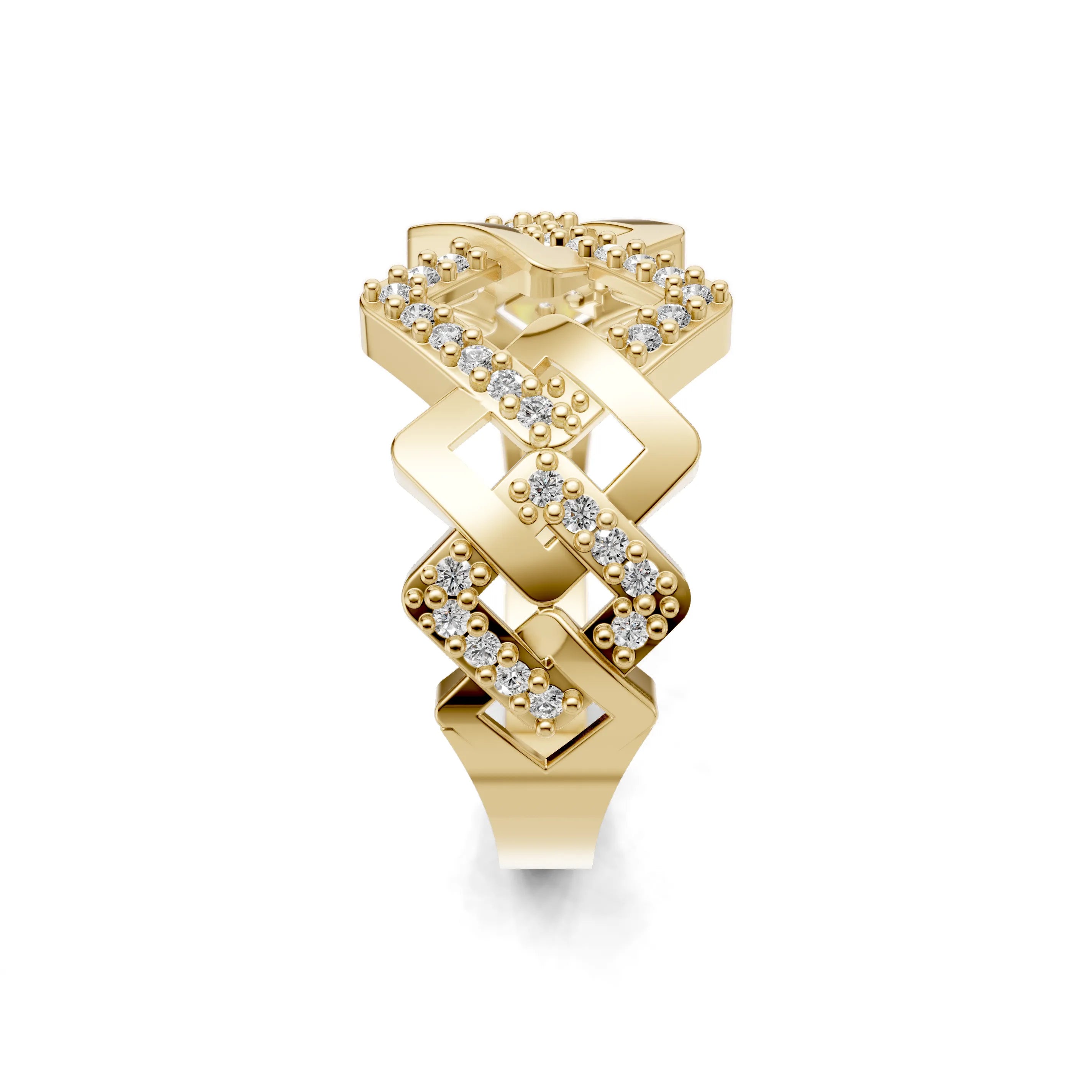 Pargold Solid Gold Geometric Glamour Link Band -Gold_Diamond_Diamond_Static_Gold