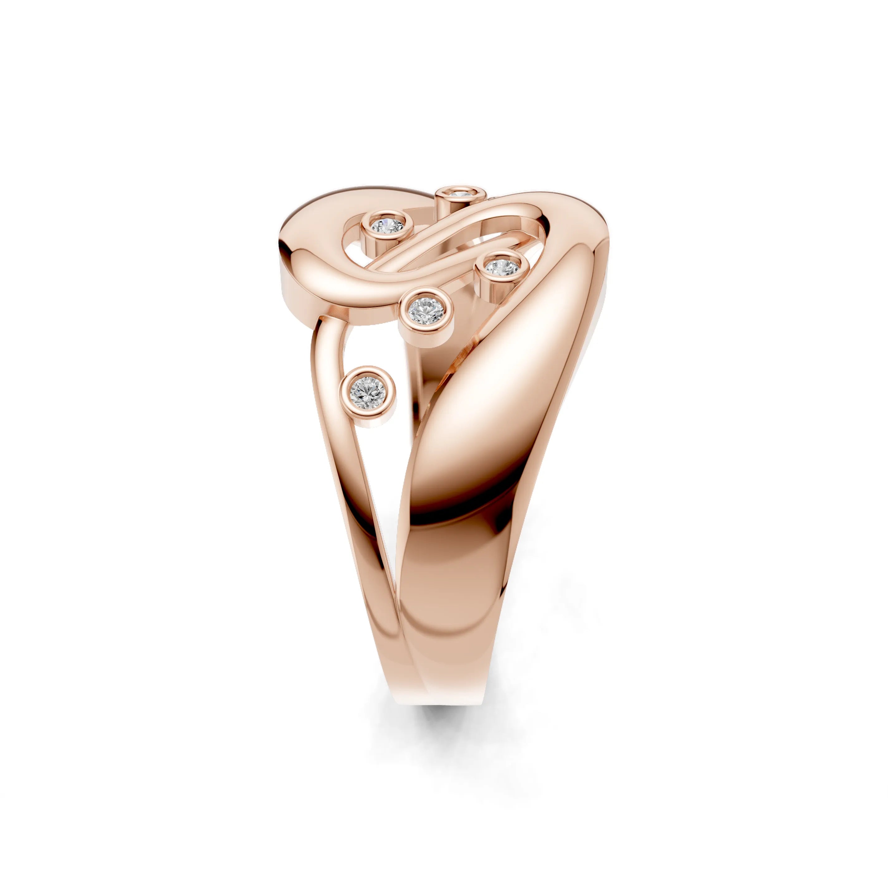 Pargold Solid Gold Entwined Elegance Duo Band -Rose_Diamond_Diamond_Static_Rose