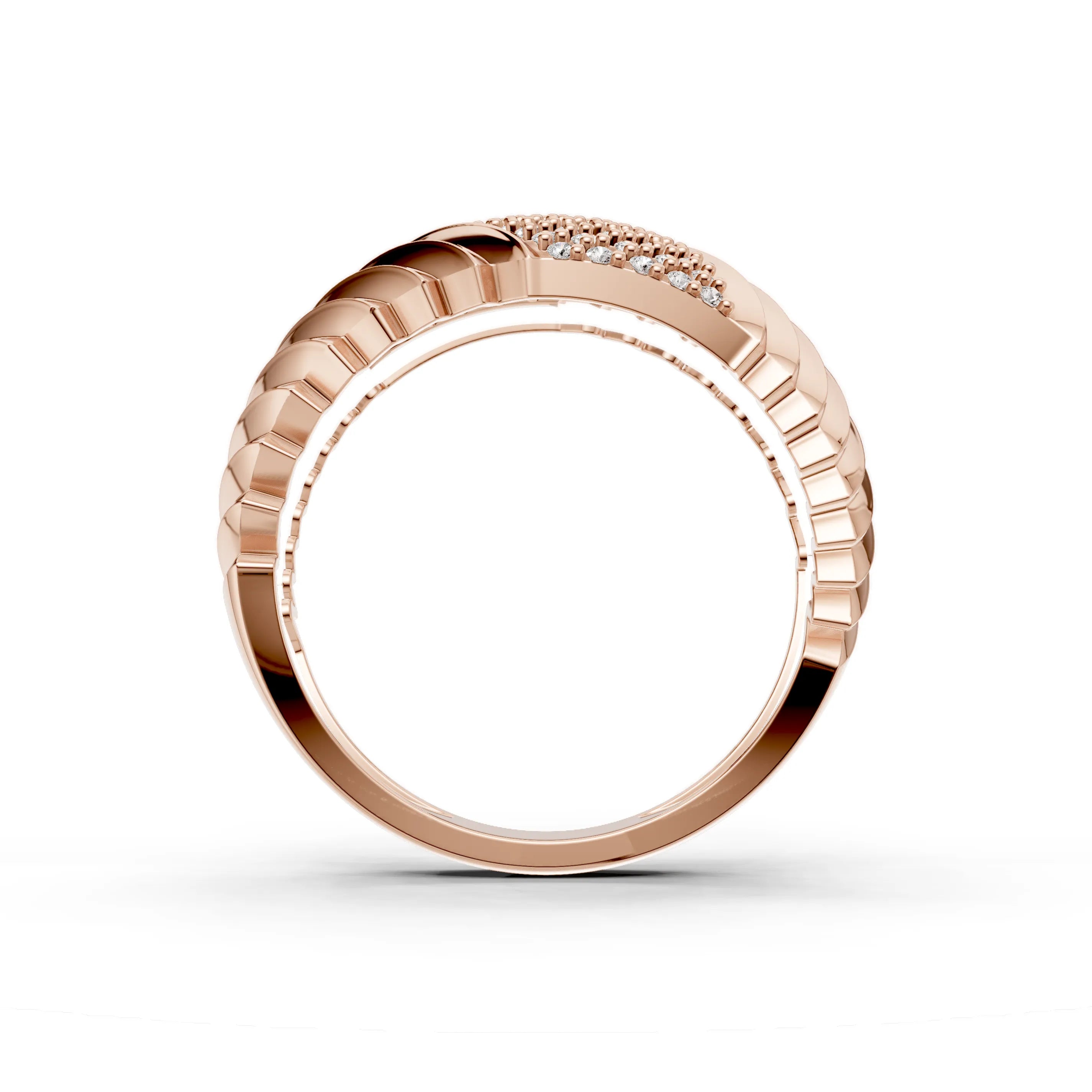 Pargold Solid Gold Golden Crescent Step Band -Rose_Diamond_Diamond_Static_Rose