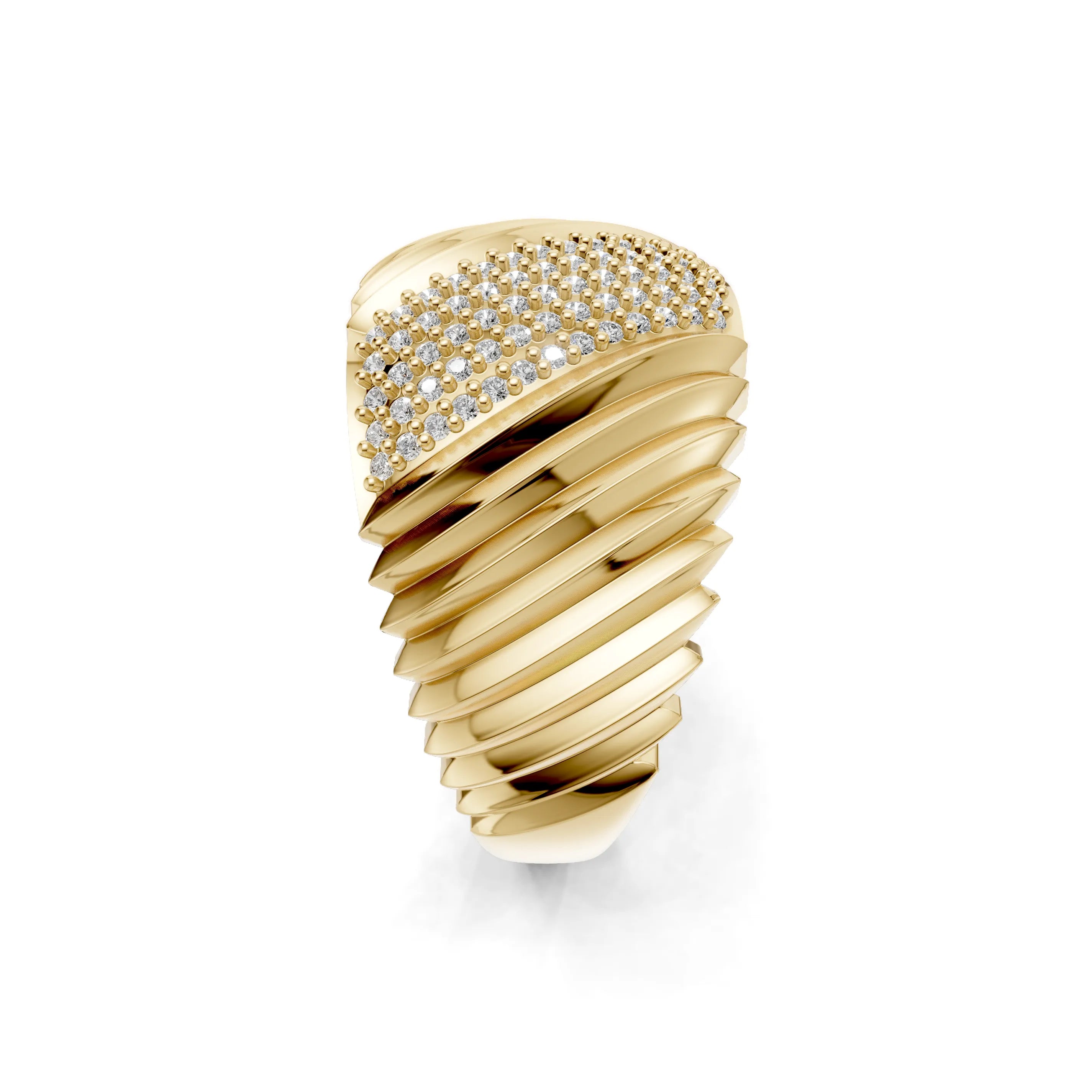 Pargold Solid Gold Golden Crescent Step Band -Gold_Diamond_Diamond_Static_Gold