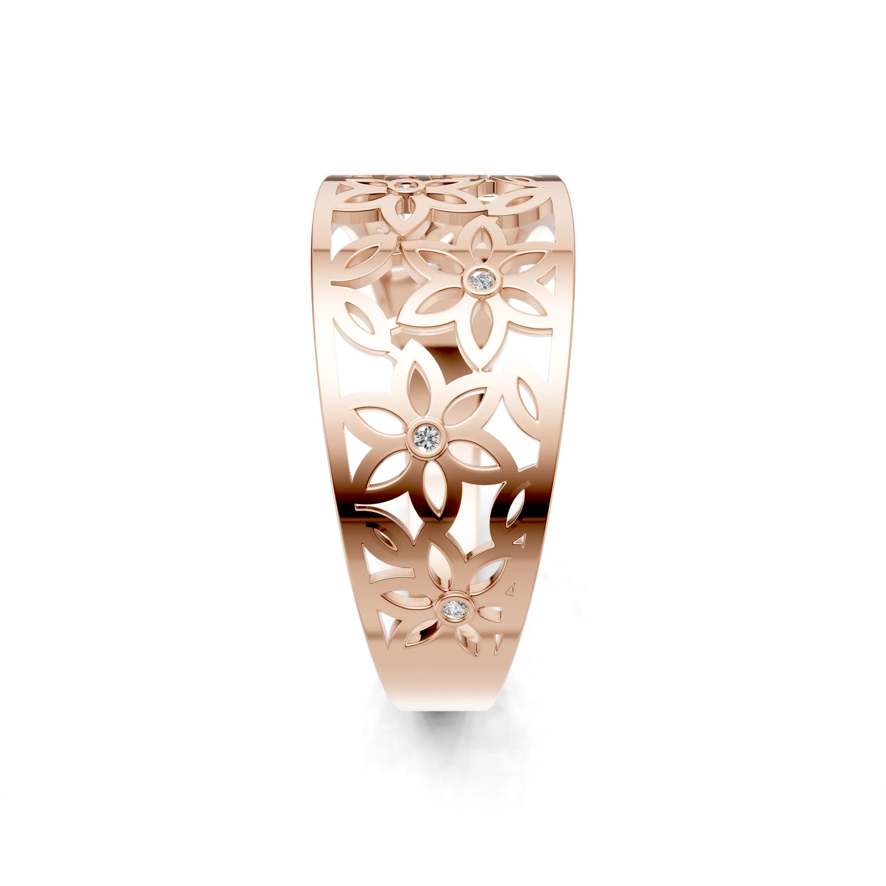 Pargold Solid Gold Floral Filigree Grace Band -Rose_Diamond_Diamond_Static_Rose