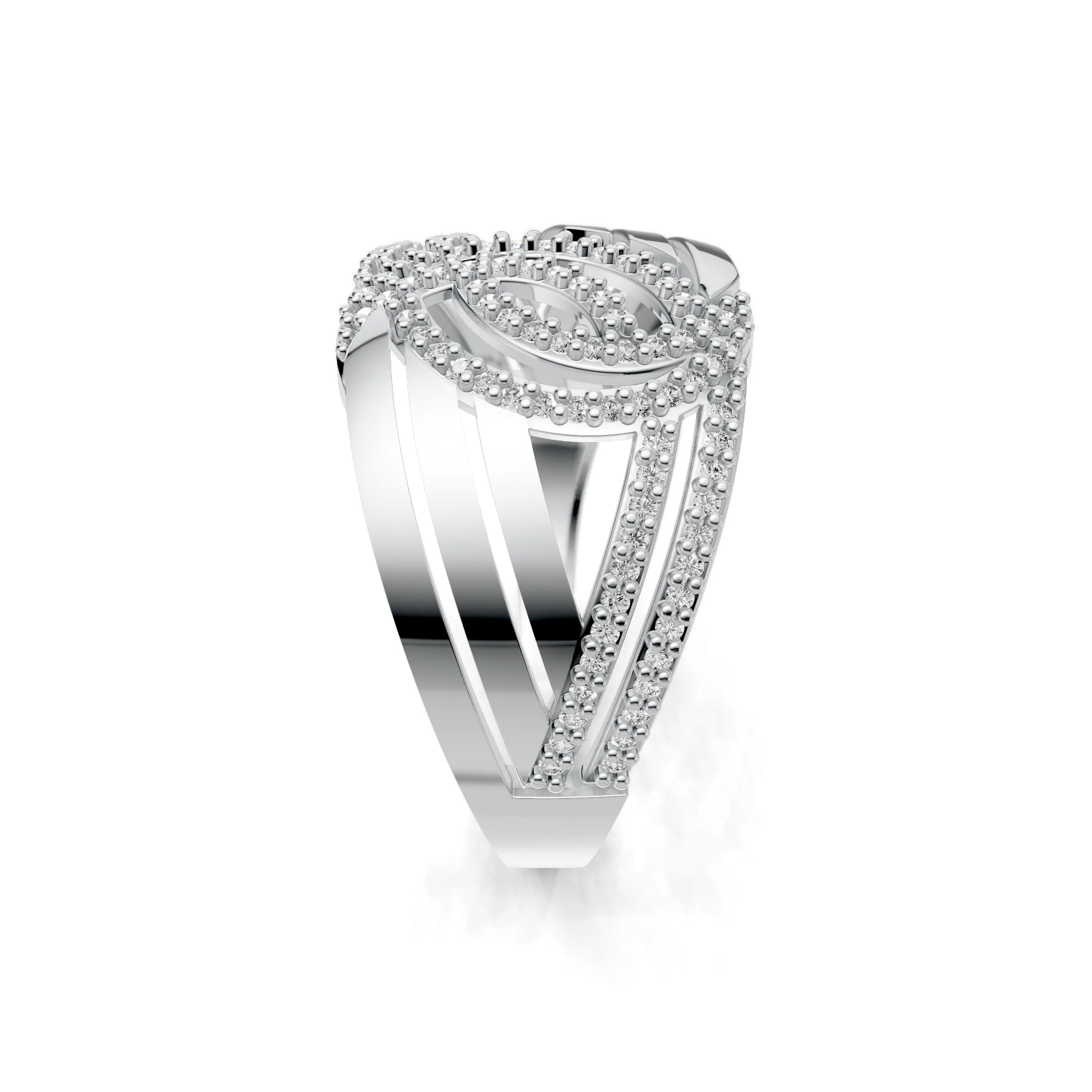 Pargold Solid Gold Spiral Allure Accent Band -Silver_Diamond_Diamond_Static_Silver