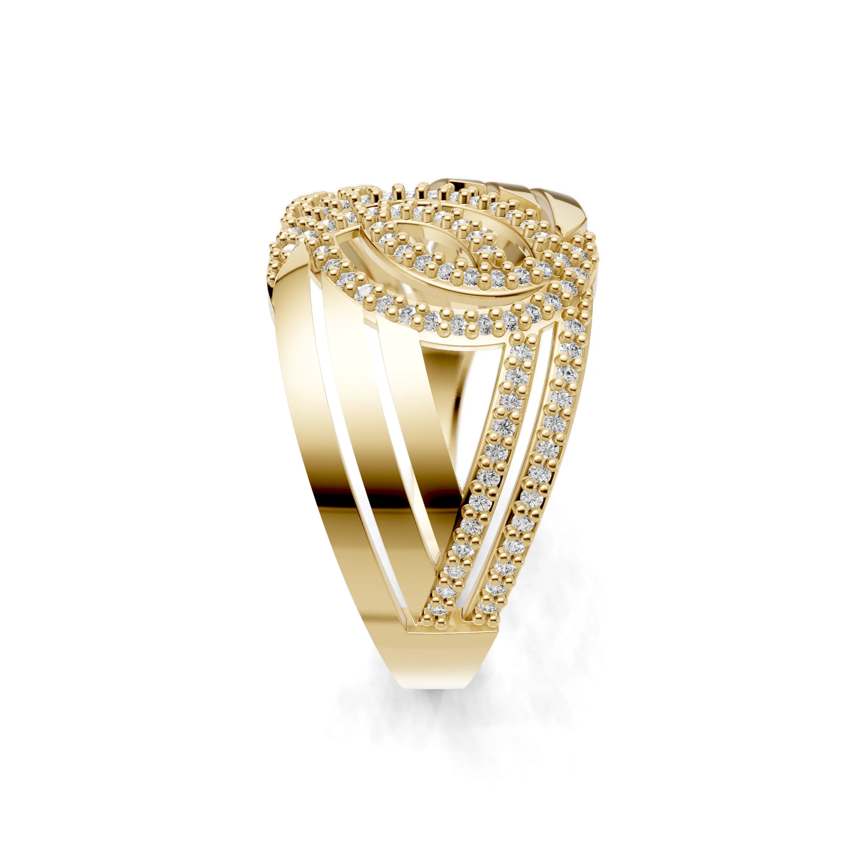 Pargold Solid Gold Spiral Allure Accent Band -Gold_Diamond_Diamond_Static_Gold