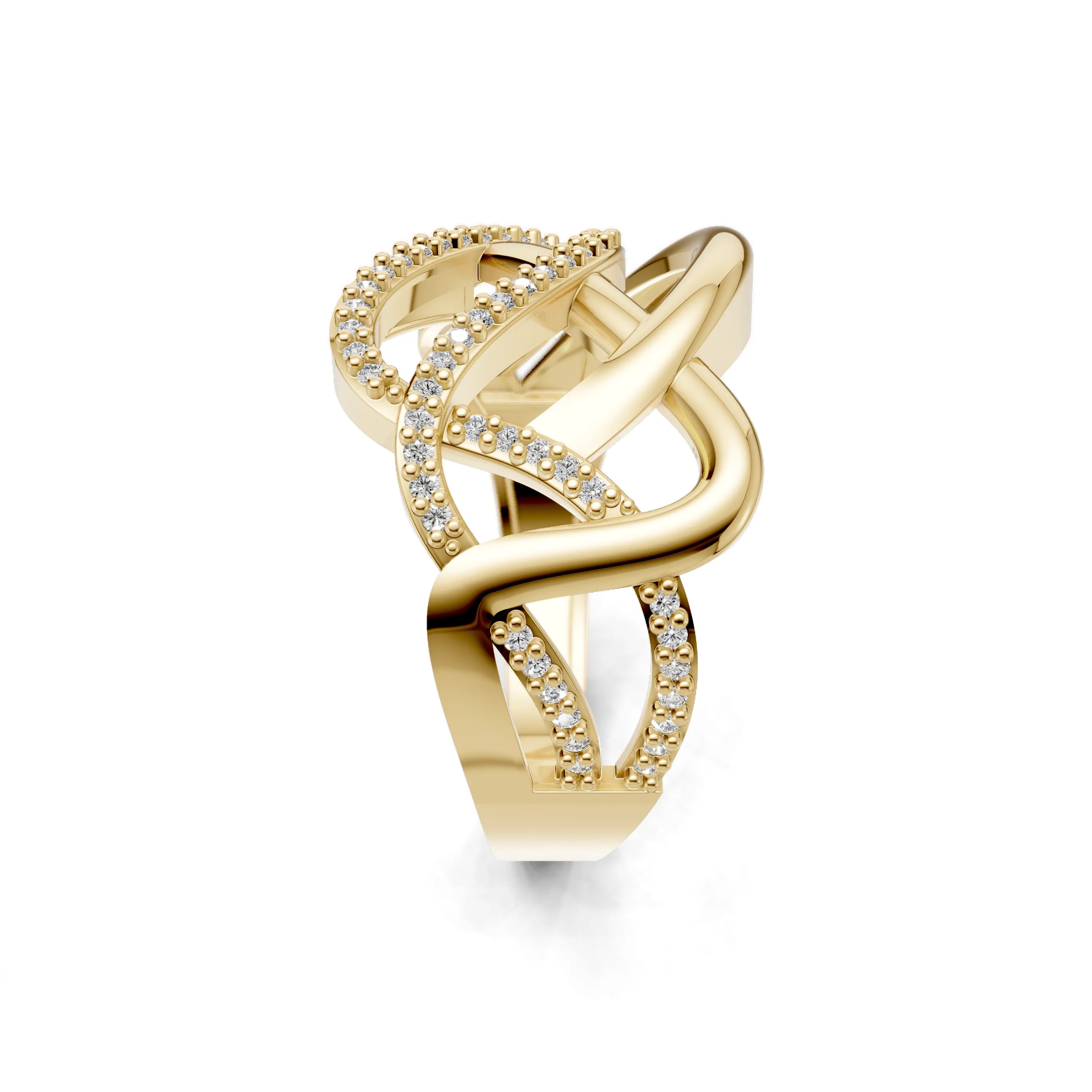 Pargold Solid Gold Entwined Radiance Loop Ring -Gold_Diamond_Diamond_Static_Gold