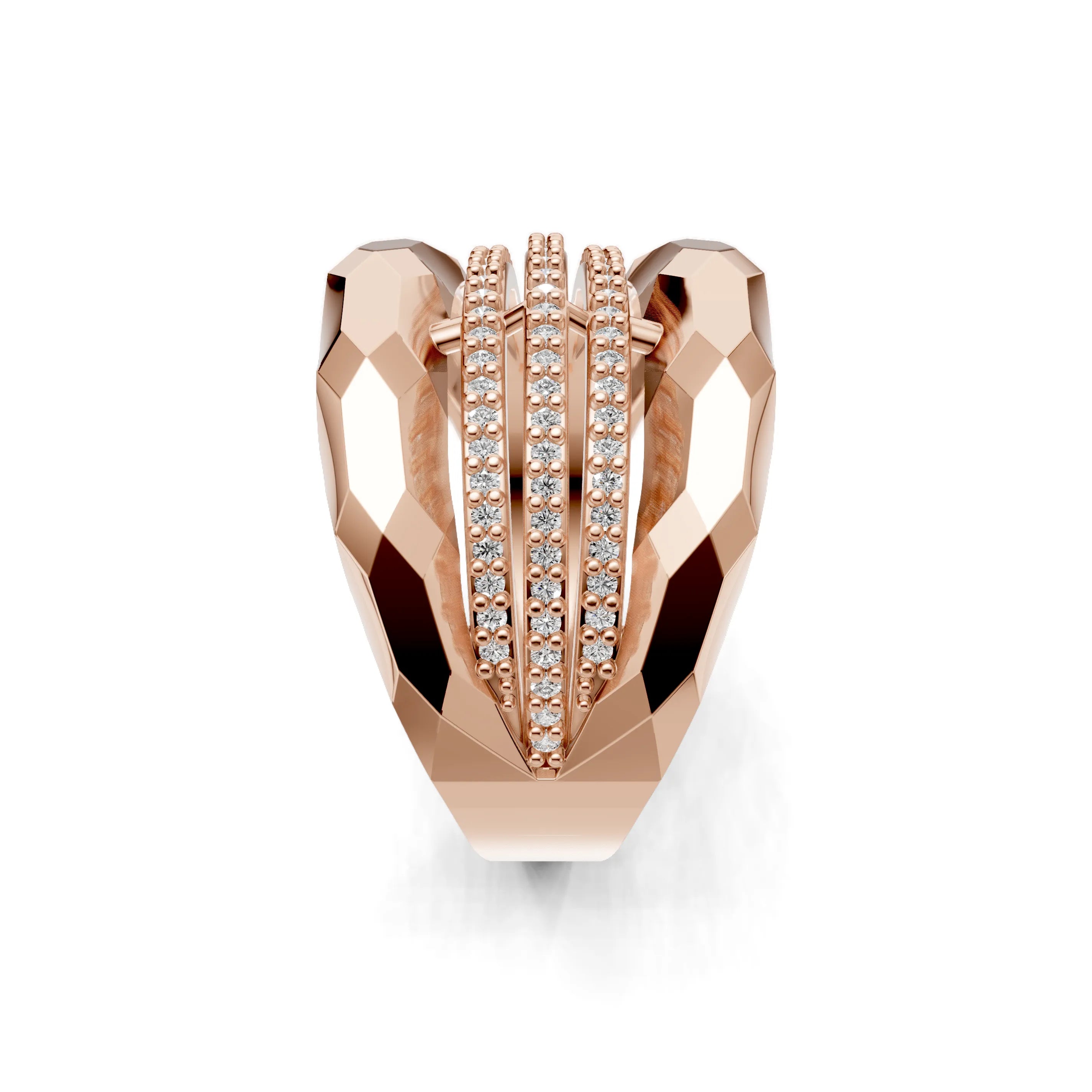 Pargold Solid Gold Golden Cascade Crest Ring -Rose_Diamond_Diamond_Static_Rose