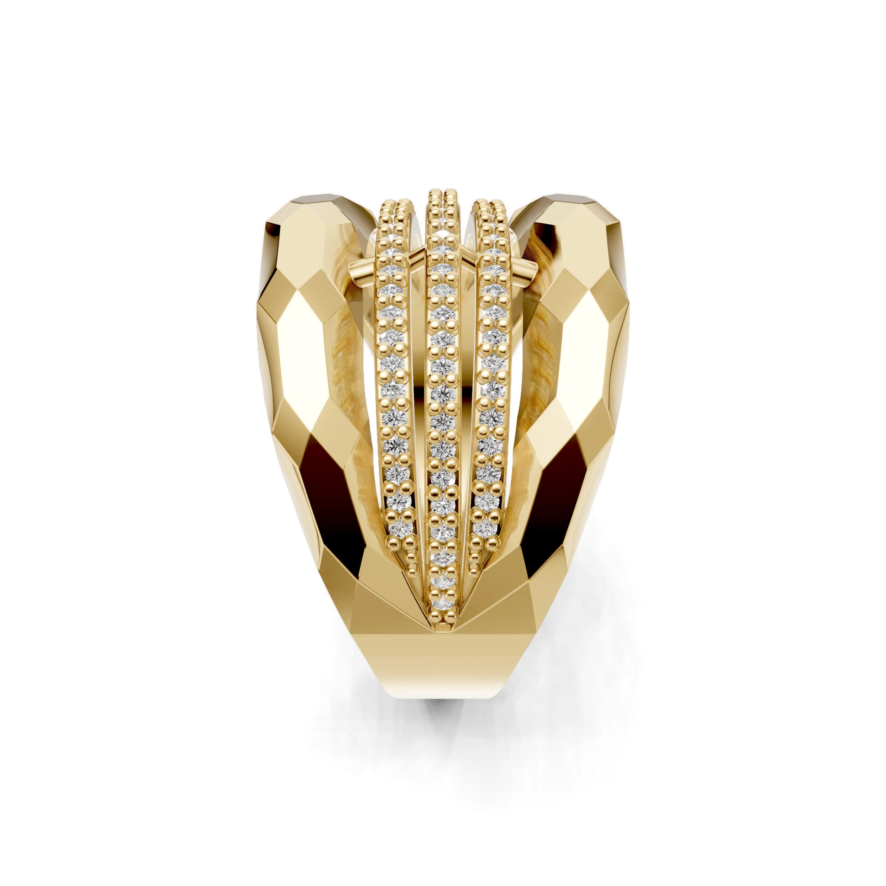 Pargold Solid Gold Golden Cascade Crest Ring -Gold_Diamond_Diamond_Static_Gold