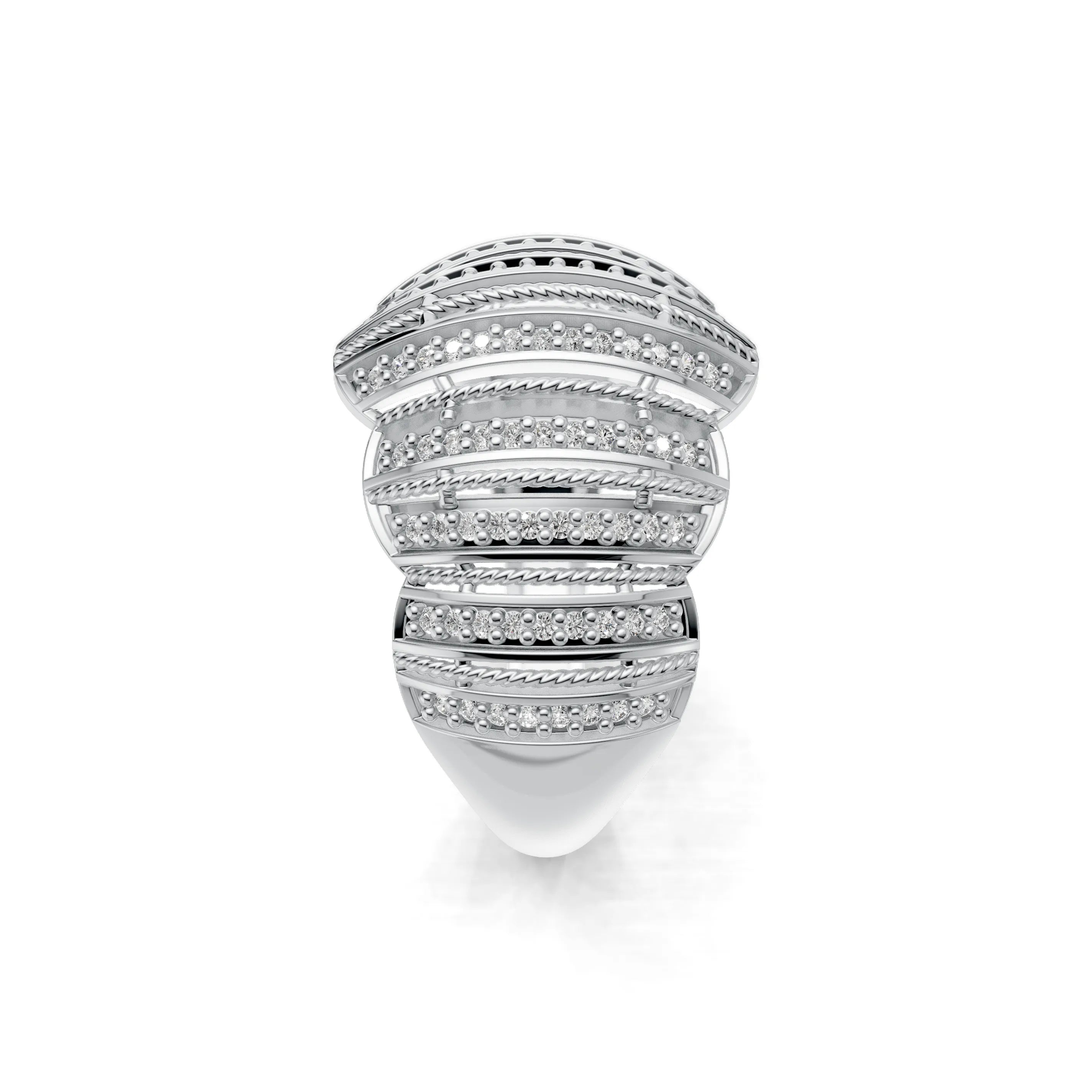 Pargold Solid Gold Radiant Lattice Luxe Band -Silver_Diamond_Diamond_Static_Silver