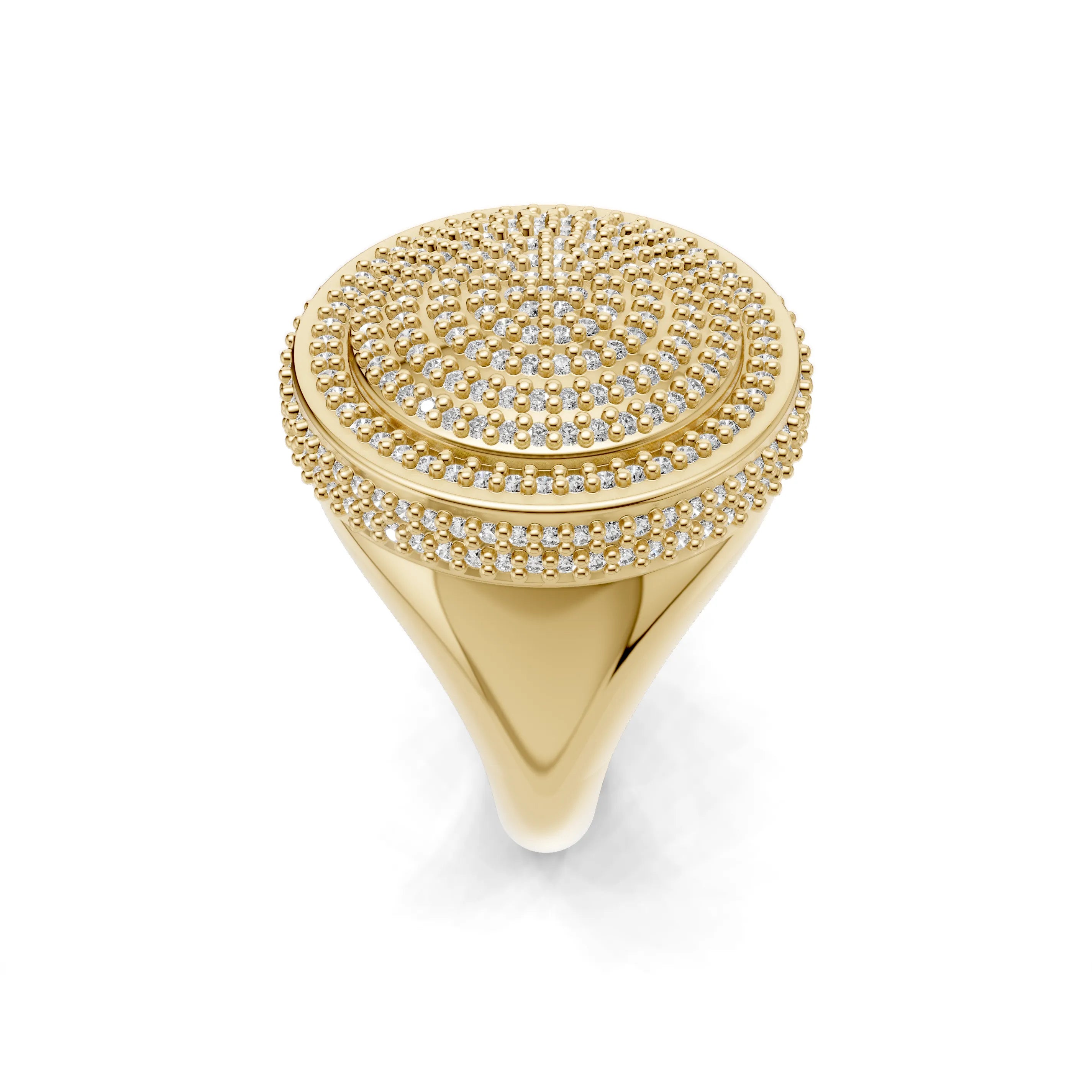 Pargold Solid Gold Gemstone Cascade Halo Ring -Gold_Diamond_Diamond_Static_Gold