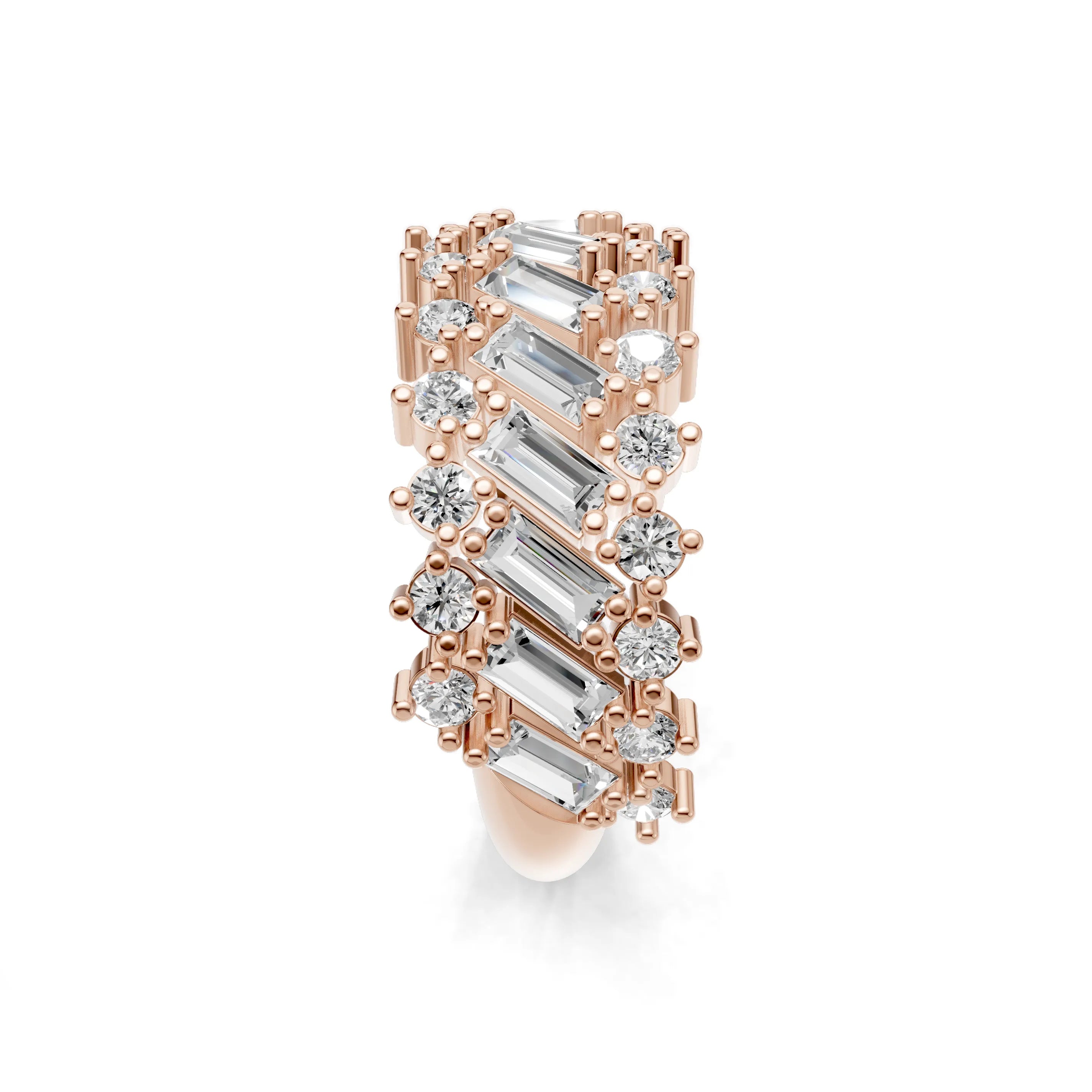 Pargold Solid Gold Baguette Brilliance Weave Ring -Rose_Diamond_Diamond_Static_Rose