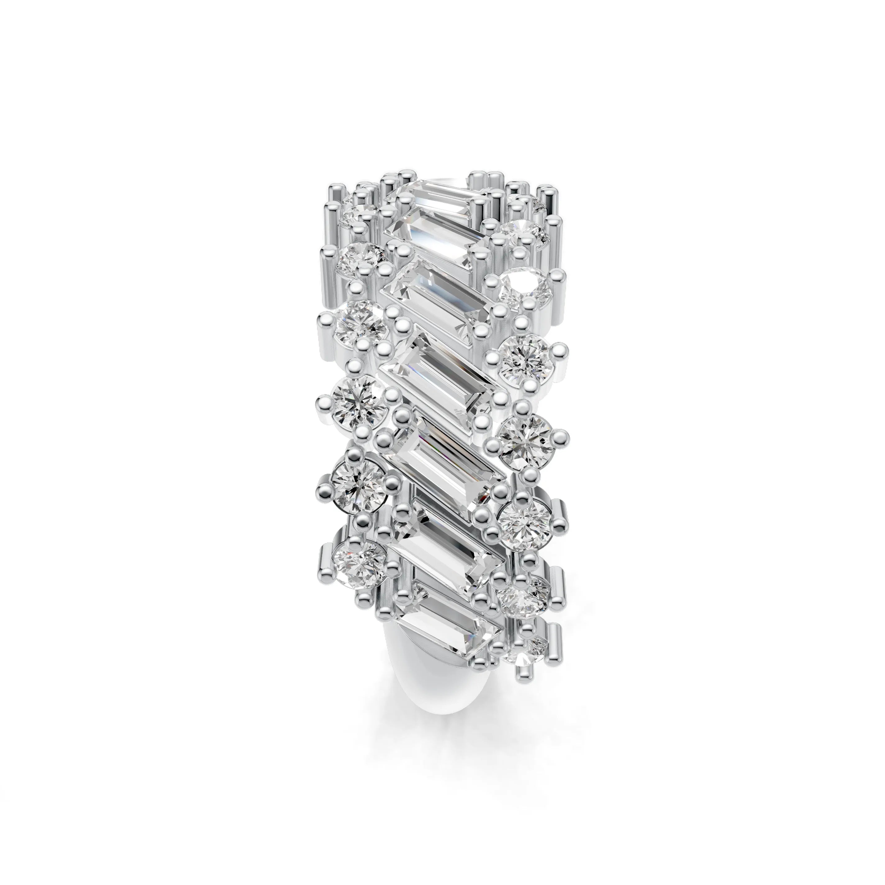 Pargold Solid Gold Baguette Brilliance Weave Ring -Silver_Diamond_Diamond_Static_Silver