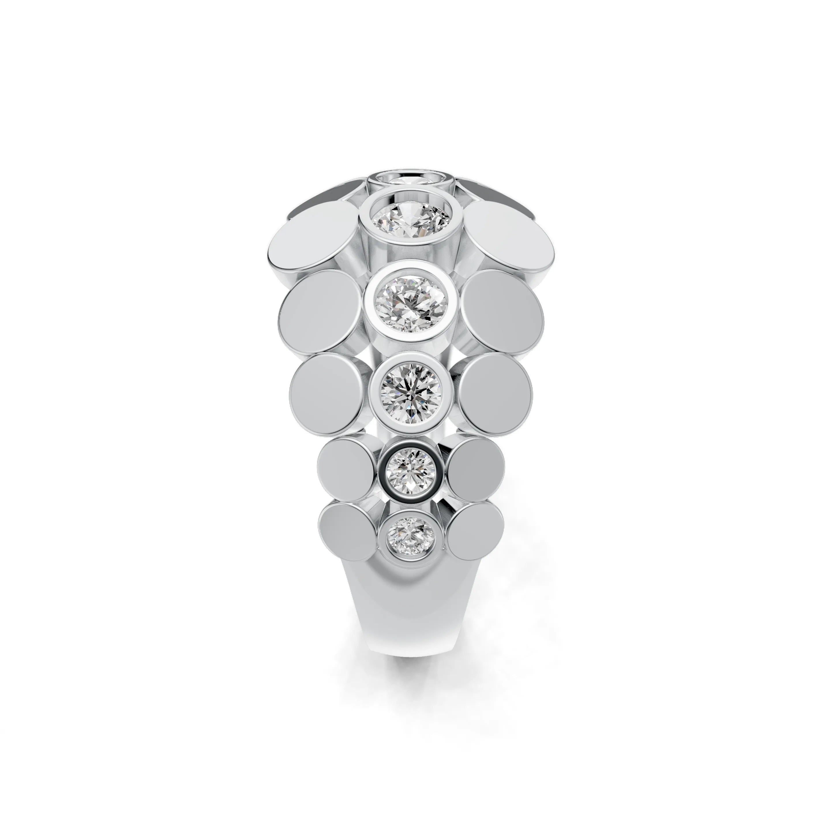 Pargold Solid Gold Rhythmic Radiance Gemstone Band -Silver_Diamond_Diamond_Static_Silver