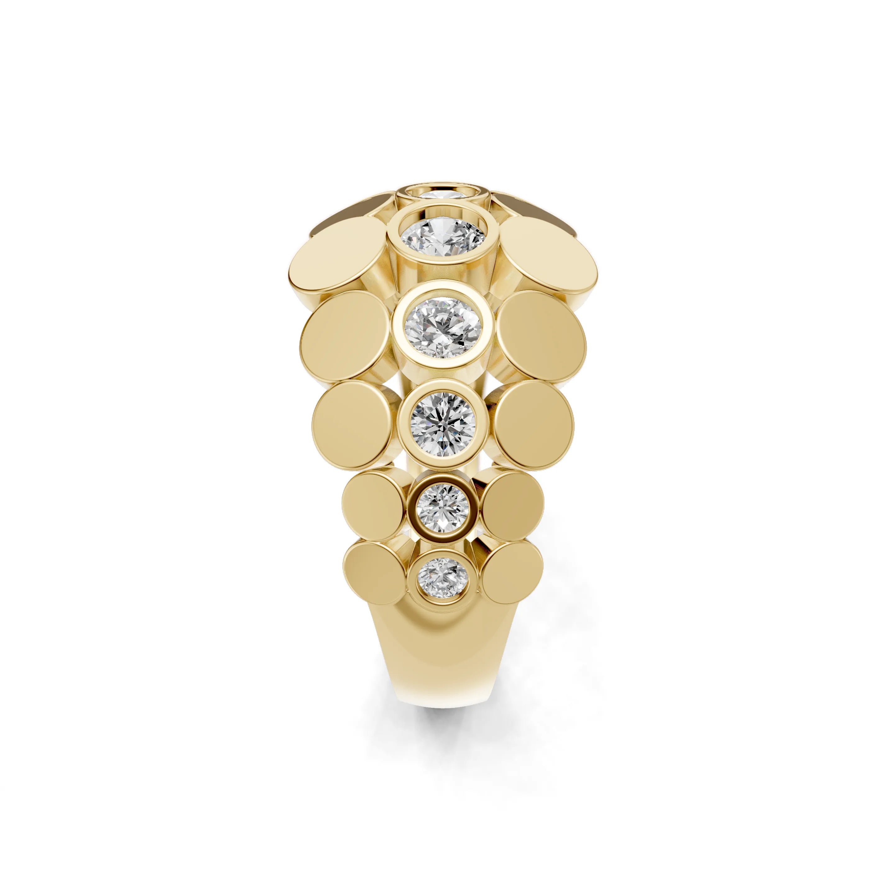 Pargold Solid Gold Rhythmic Radiance Gemstone Band -Gold_Diamond_Diamond_Static_Gold