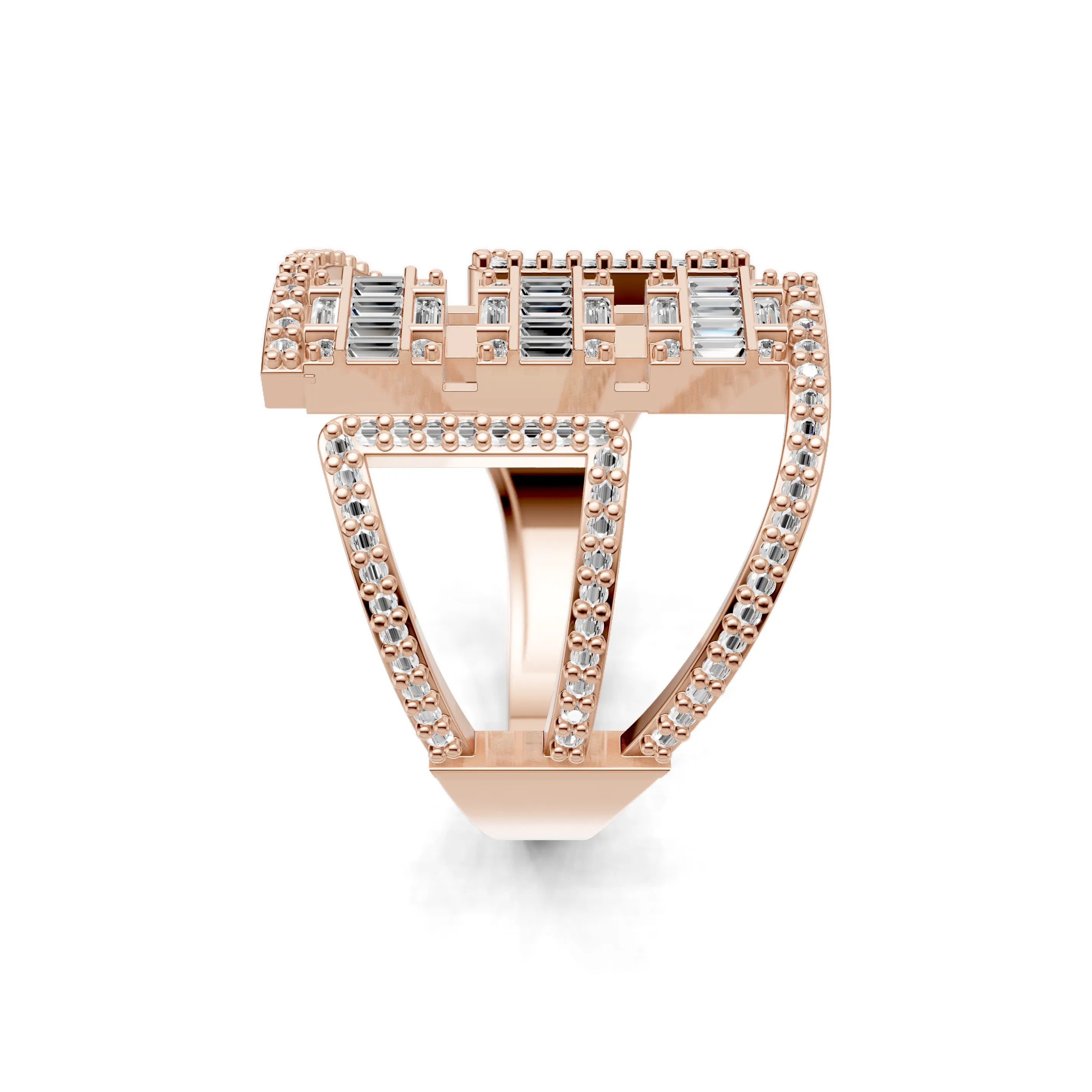 Pargold Solid Gold Geometric Allure Gemstone Ring -Rose_Diamond_Diamond_Static_Rose