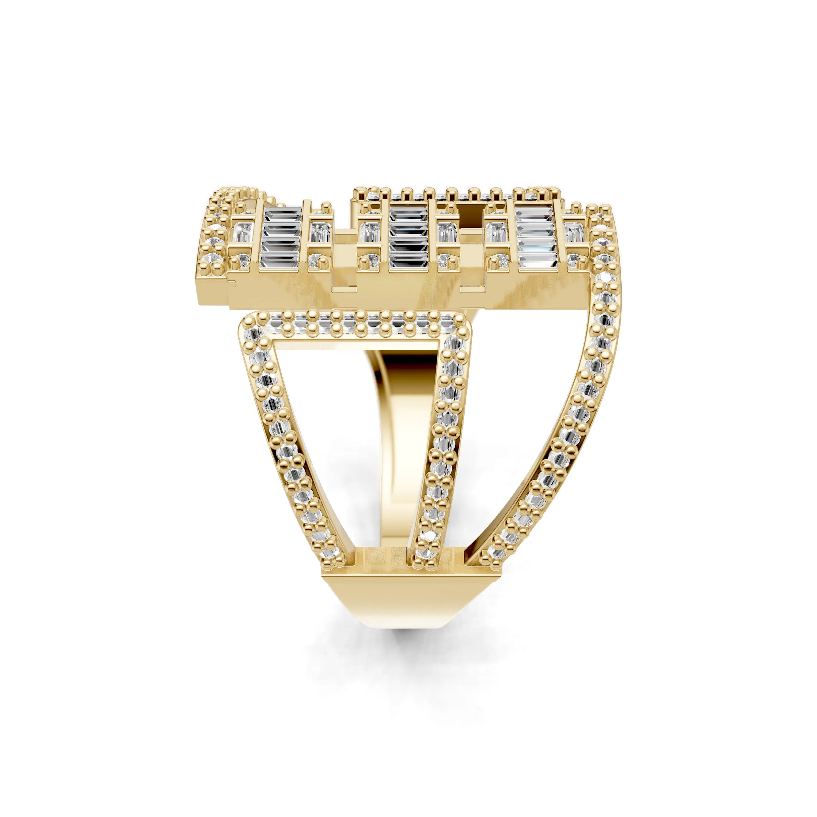 Pargold Solid Gold Geometric Allure Gemstone Ring -Gold_Diamond_Diamond_Static_Gold