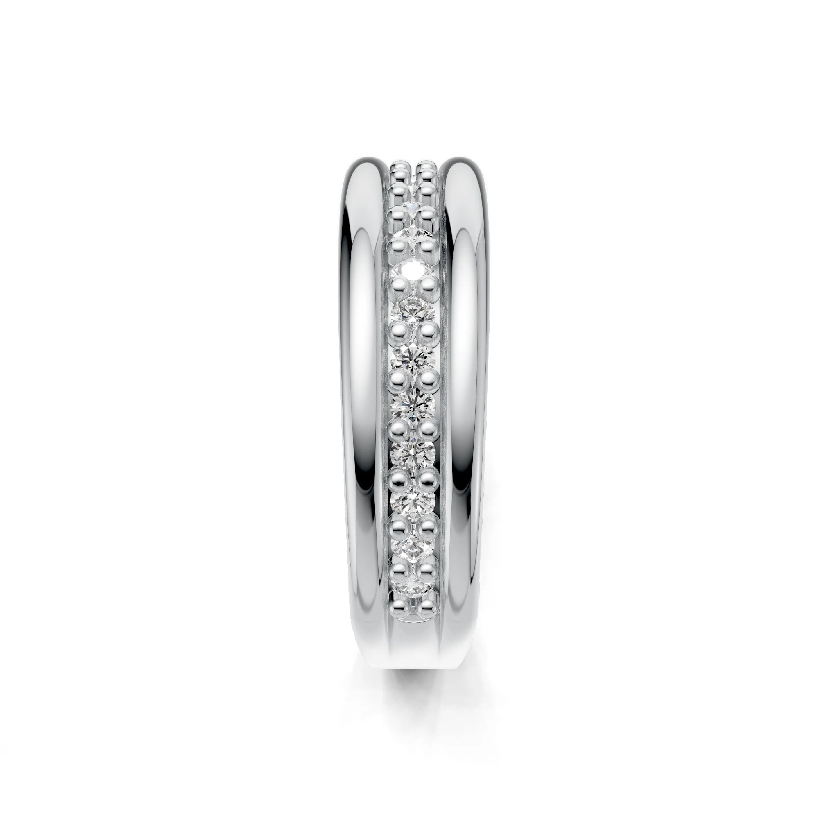 Pargold Solid Gold Harmonic Parallel Gemstone Band -Silver_Diamond_Diamond_Static_Silver