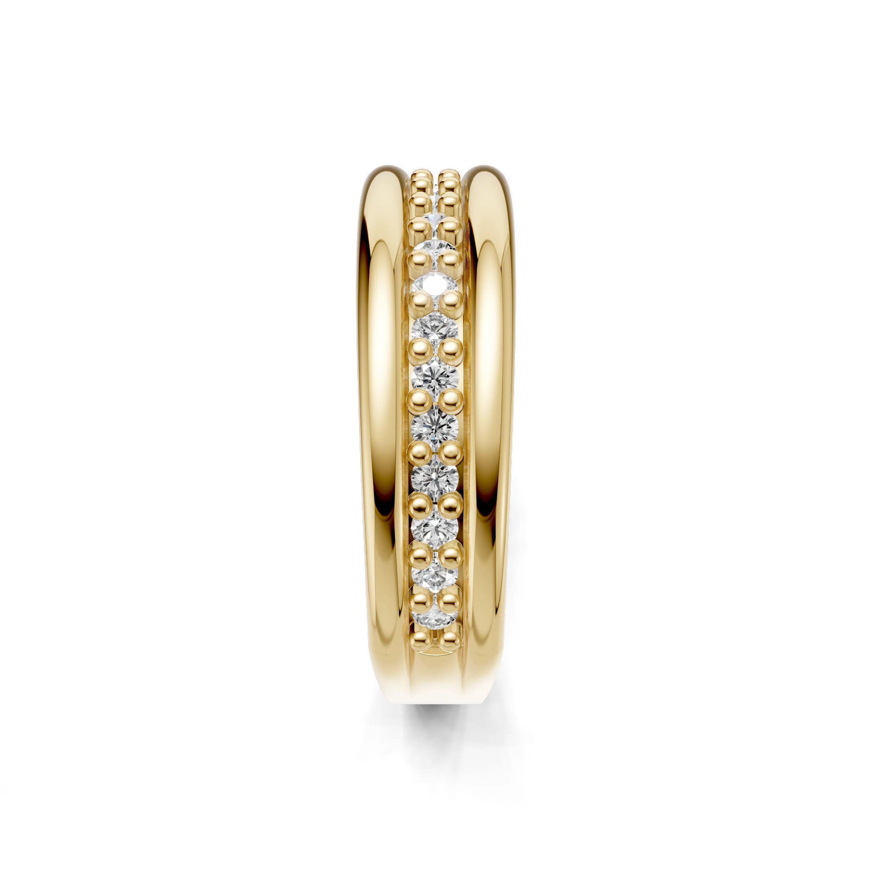 Pargold Solid Gold Harmonic Parallel Gemstone Band -Gold_Diamond_Diamond_Static_Gold