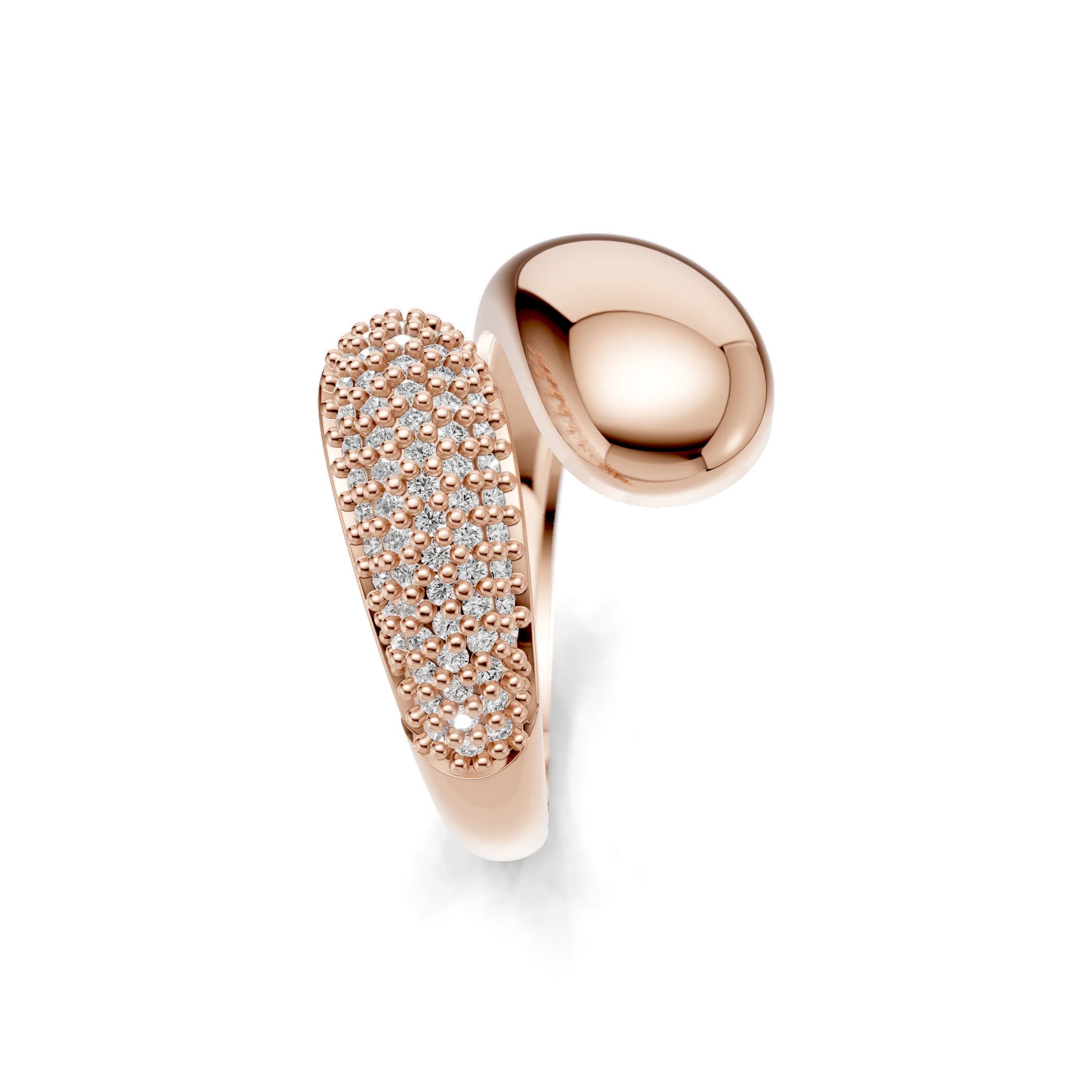 Pargold Solid Gold Harmony Gleam Crossover Ring -Rose_Diamond_Diamond_Static_Rose