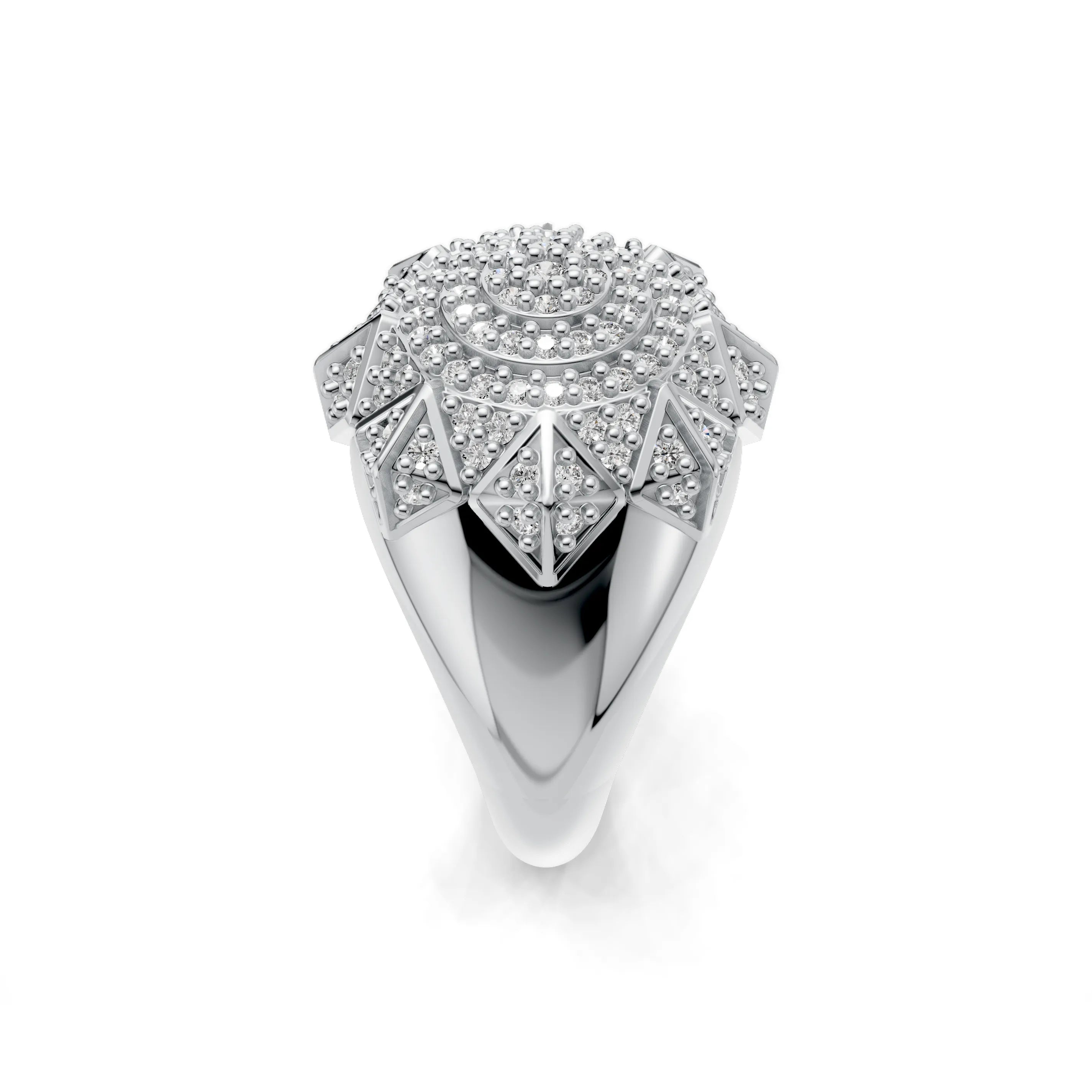 Pargold Solid Gold Sovereign Apex Gemstone Ring -Silver_Diamond_Diamond_Static_Silver