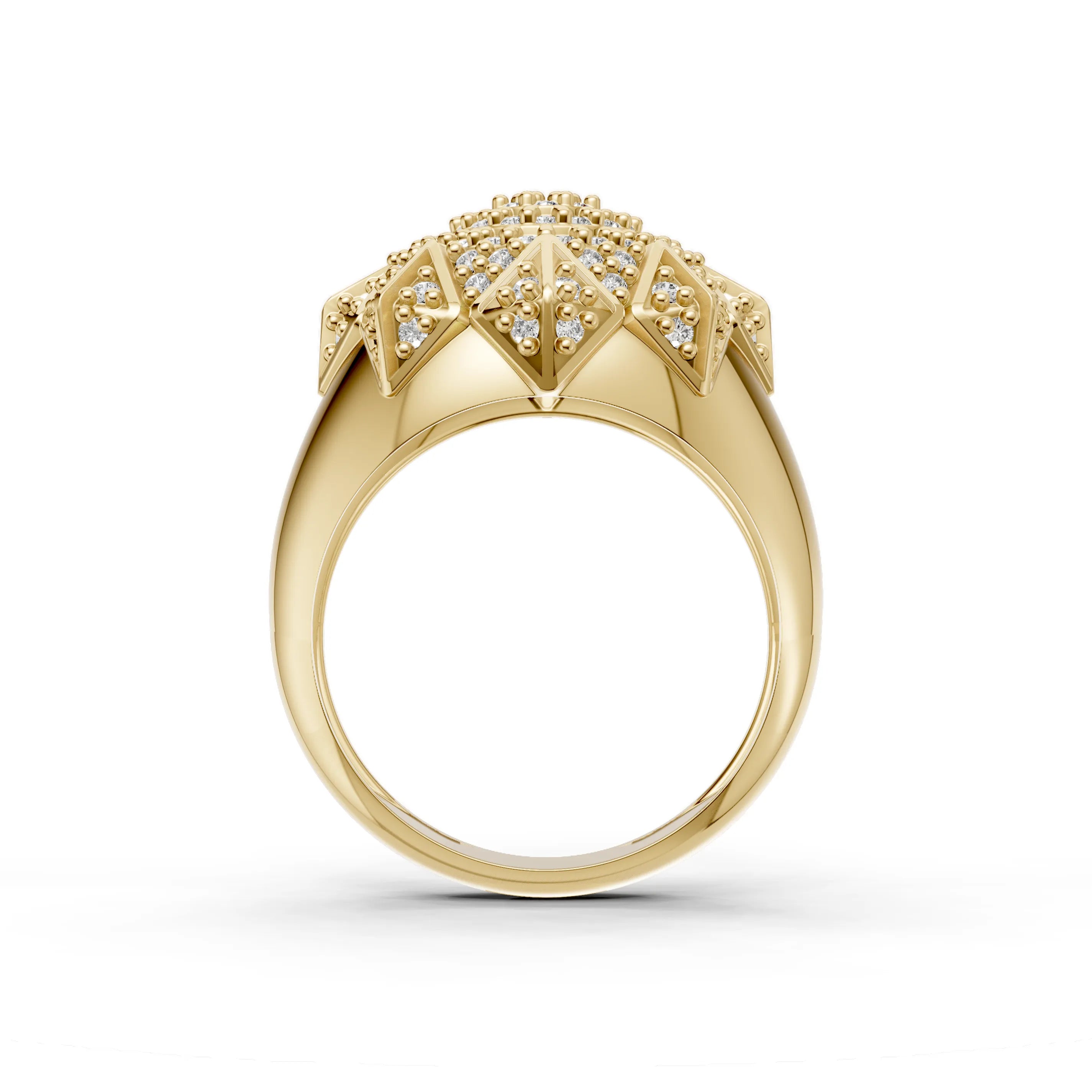 Pargold Solid Gold Sovereign Apex Gemstone Ring -Gold_Diamond_Diamond_Static_Gold