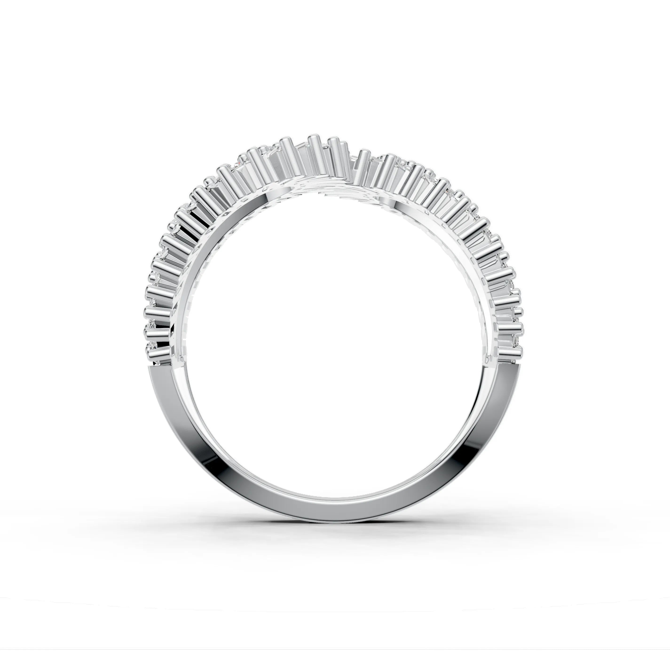 Pargold Solid Gold Crescent Royale Baguette Ring -Silver_Diamond_Diamond_Static_Silver