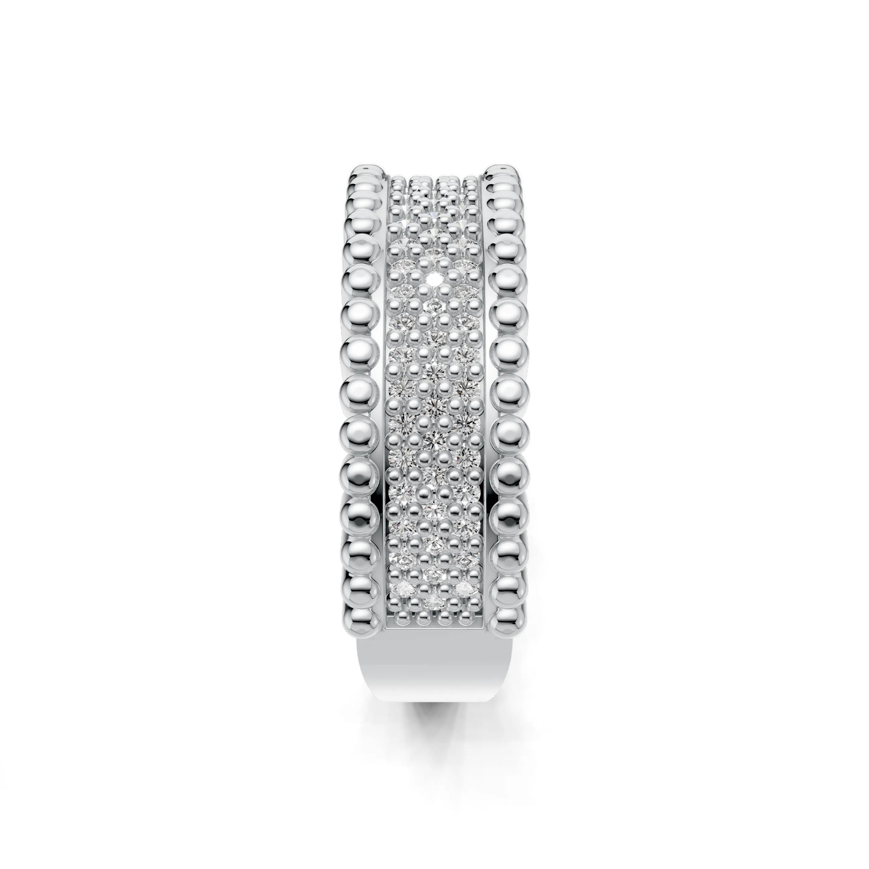 Pargold Solid Gold Cascade Elegance Gemstone Ring -Silver_Diamond_Diamond_Static_Silver