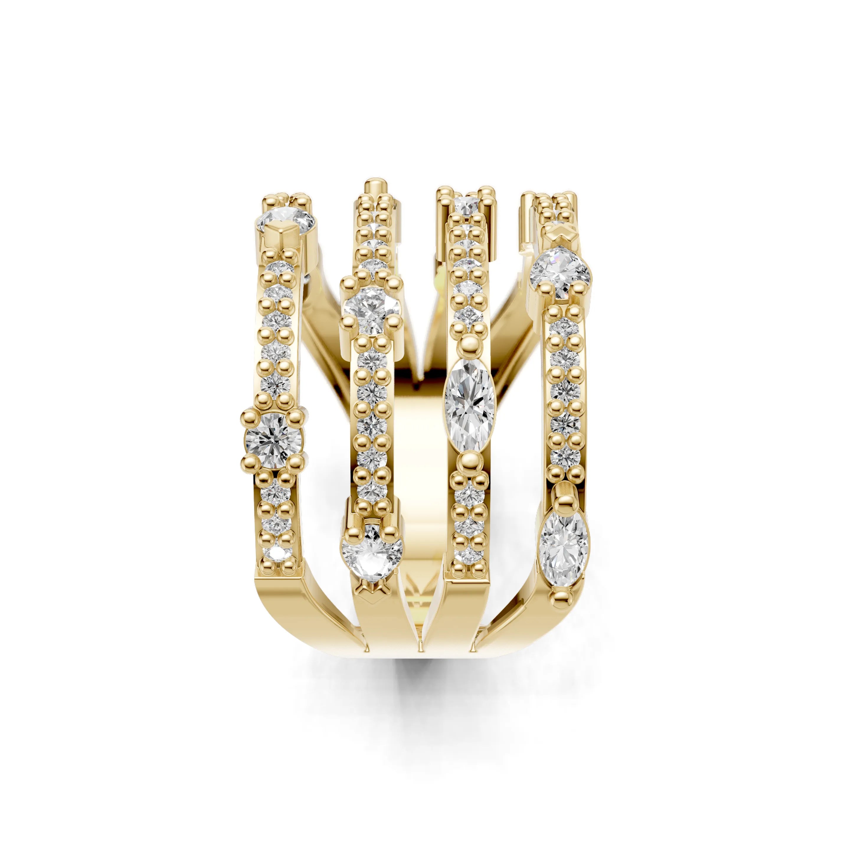 Pargold Solid Gold Regal Coronet Ornate Ring -Gold_Diamond_Diamond_Static_Gold