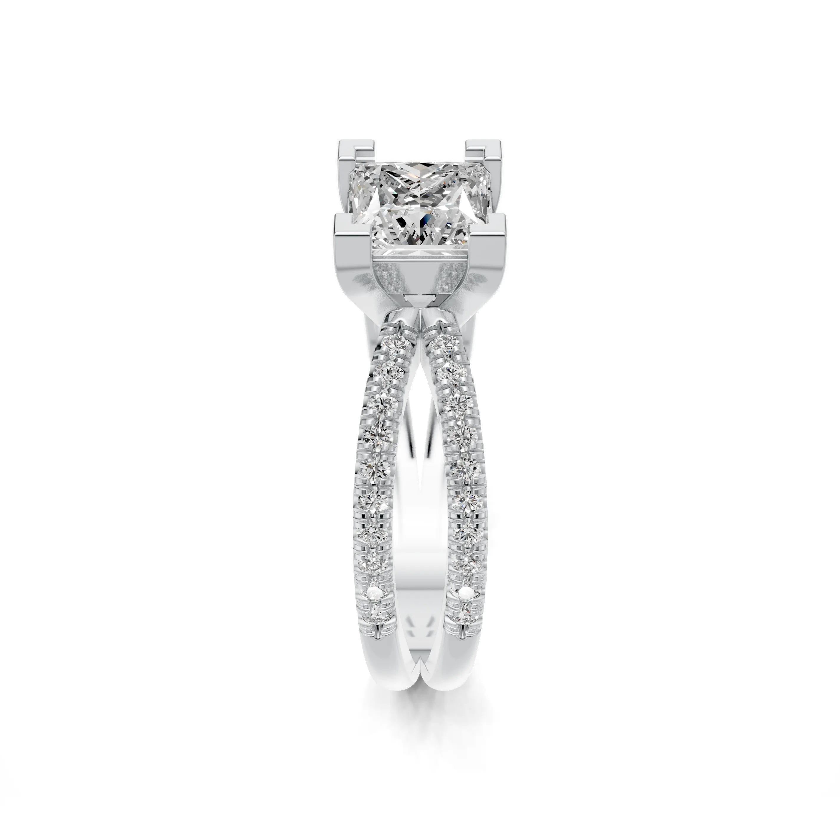 Pargold Solid Gold Princess Radiance Pav√© Ring -Silver_Diamond_Diamond_Static_Silver