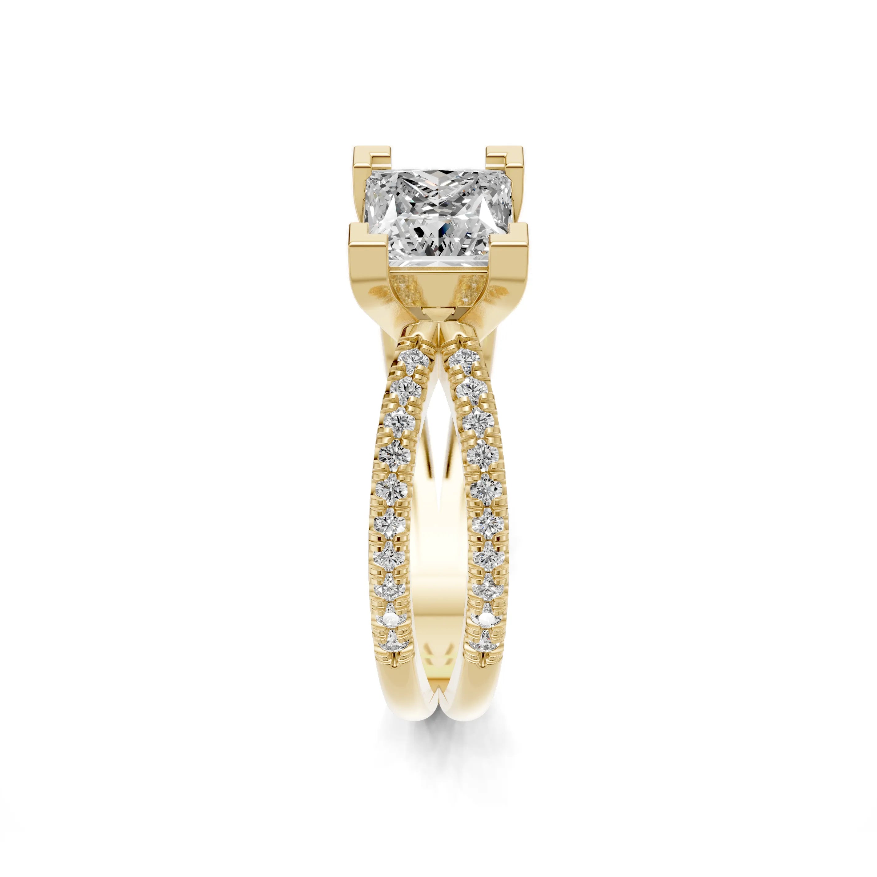 Pargold Solid Gold Princess Radiance Pav√© Ring -Gold_Diamond_Diamond_Static_Gold