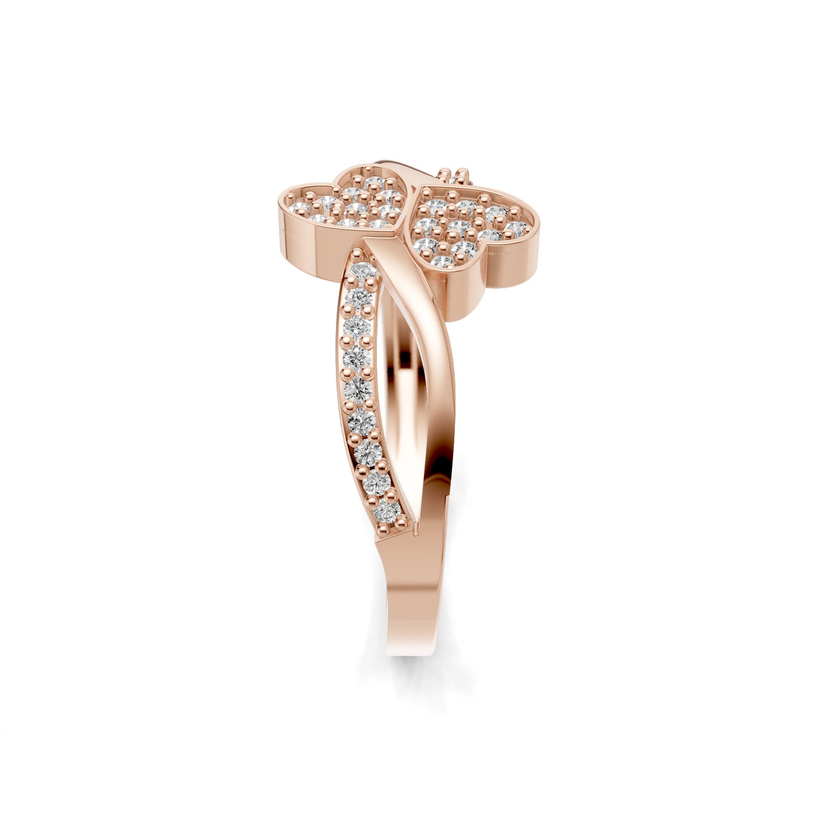 Pargold Solid Gold Volare Butterfly Hearts Ring -Rose_Diamond_Diamond_Static_Rose