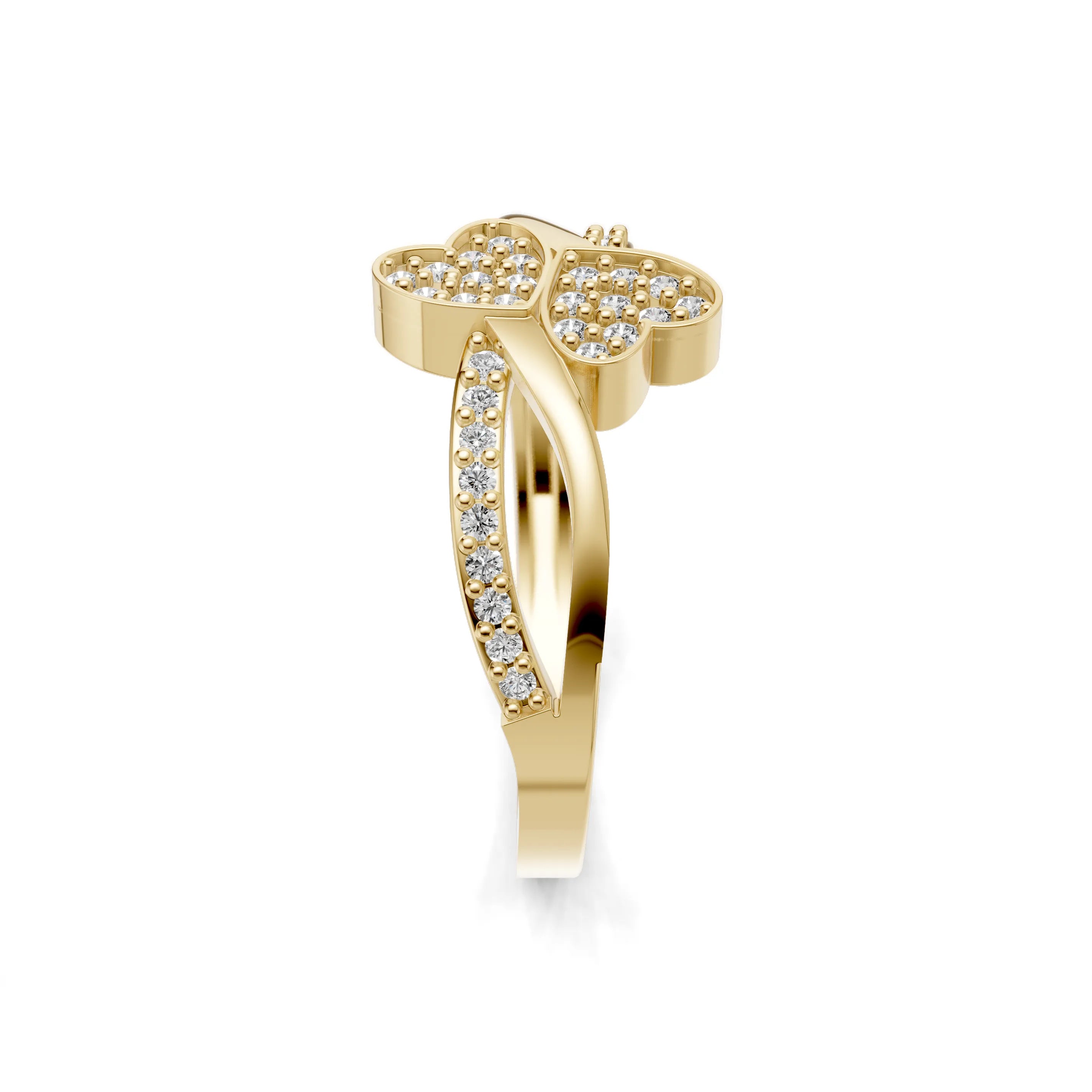 Pargold Solid Gold Volare Butterfly Hearts Ring -Gold_Diamond_Diamond_Static_Gold