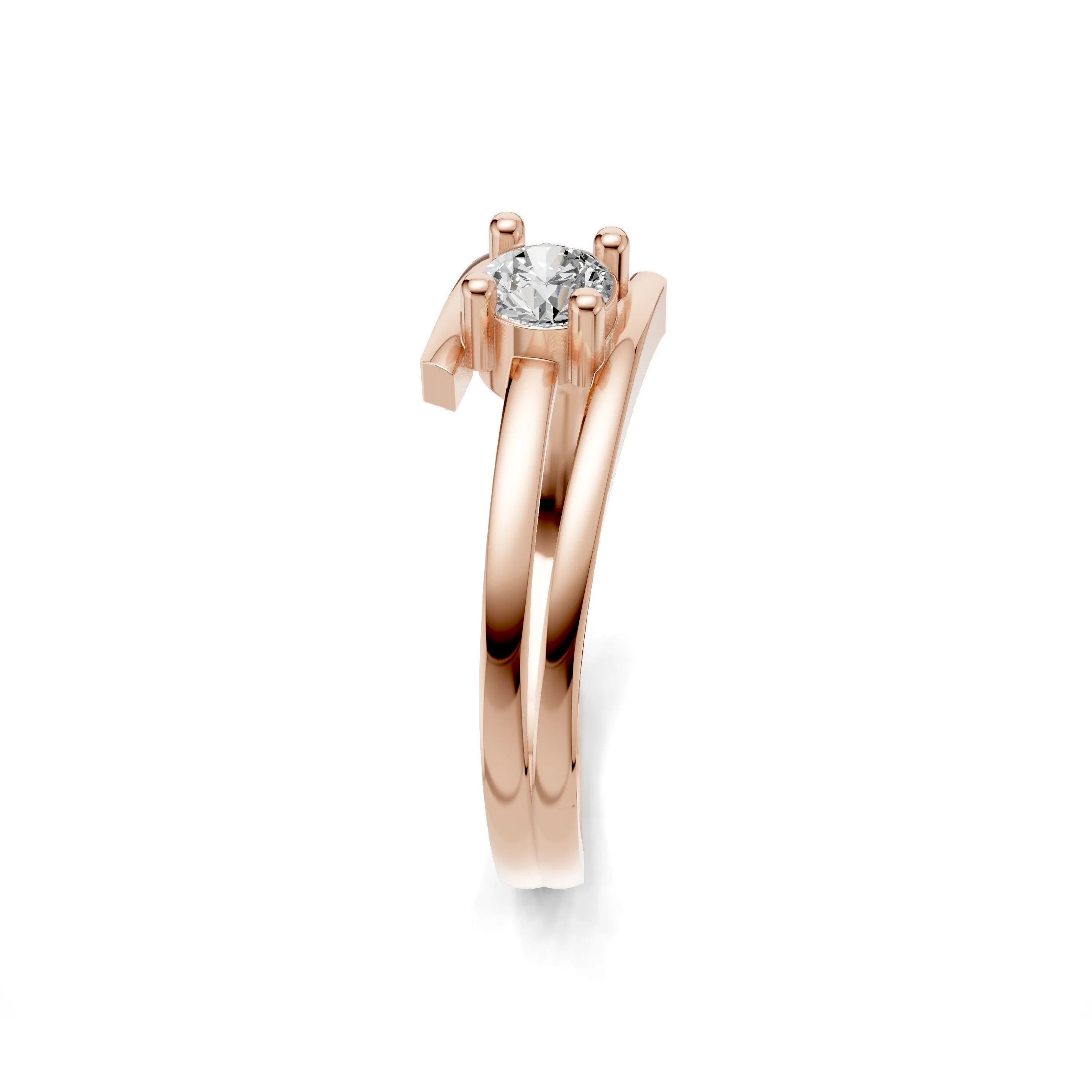 Pargold Solid Gold Solaris Embrace Solitaire Ring -Rose_Diamond_Static_Rose