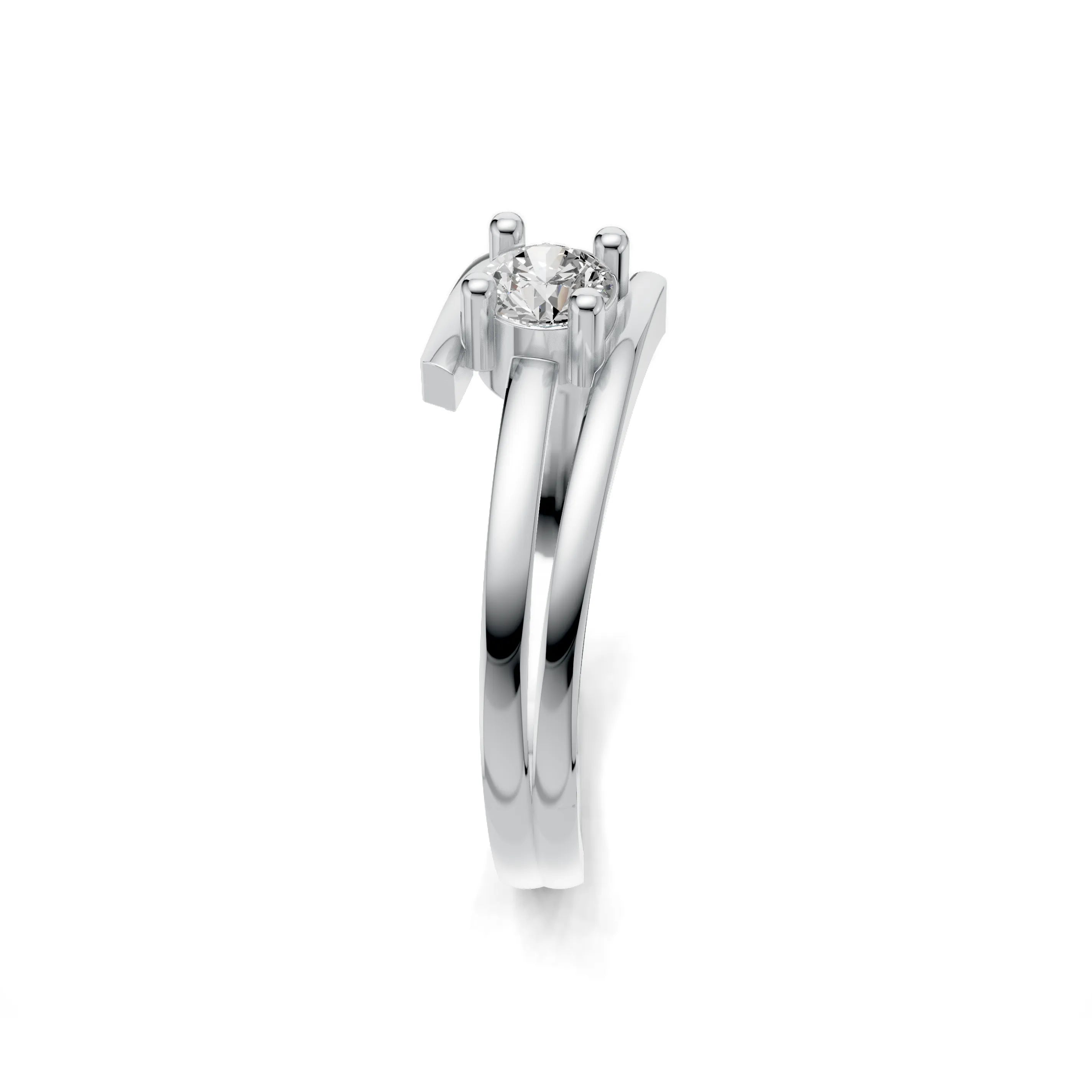 Pargold Solid Gold Solaris Embrace Solitaire Ring -Silver_Diamond_Static_Silver