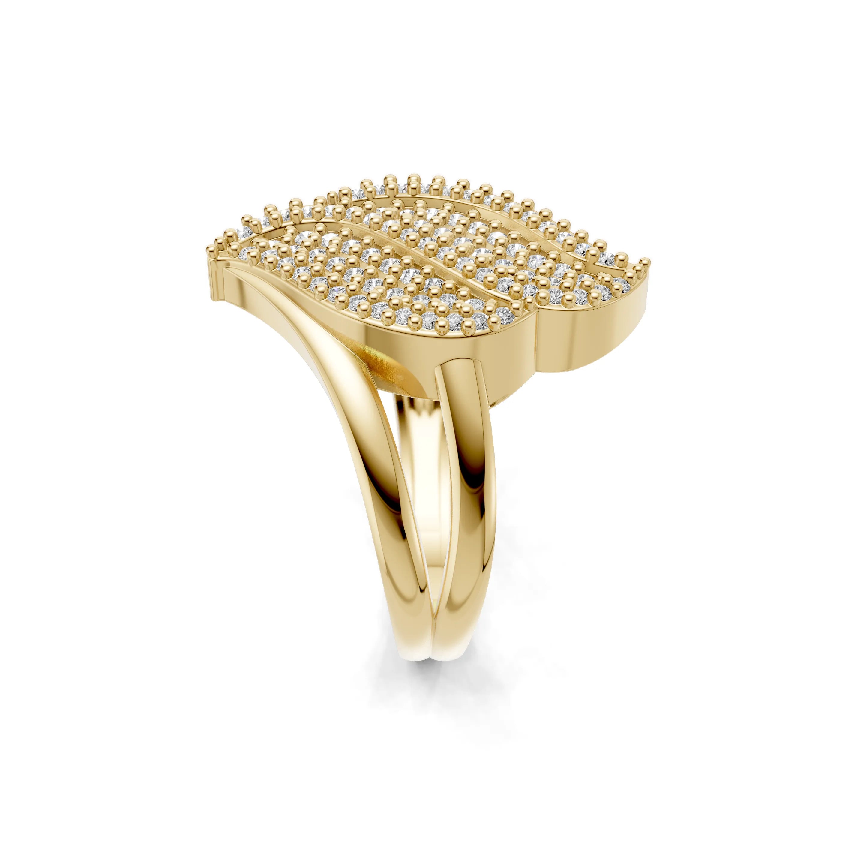 Pargold Solid Gold Dewdrop Foliage Pav√© Ring -Gold_Diamond_Diamond_Static_Gold