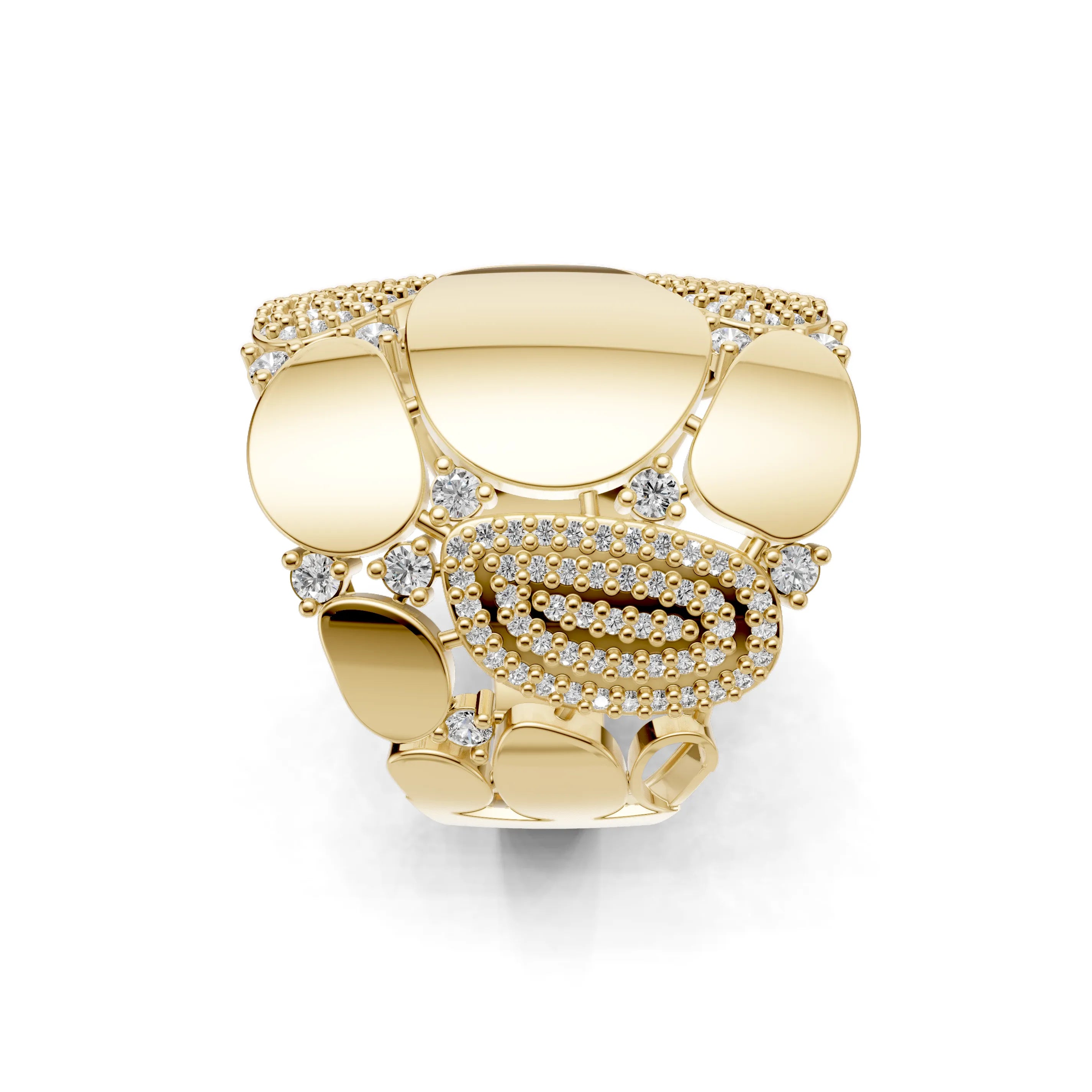 Pargold Solid Gold Golden Mosaic Luxe Ring -Gold_Diamond_Diamond_Static_Gold